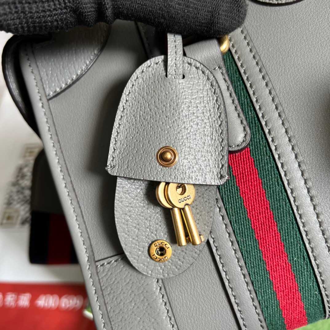 Gvc*1 Double G-Detailed Smooth Small Handbag White/Grey/Brown For Men 10.6 in/ 27 cm