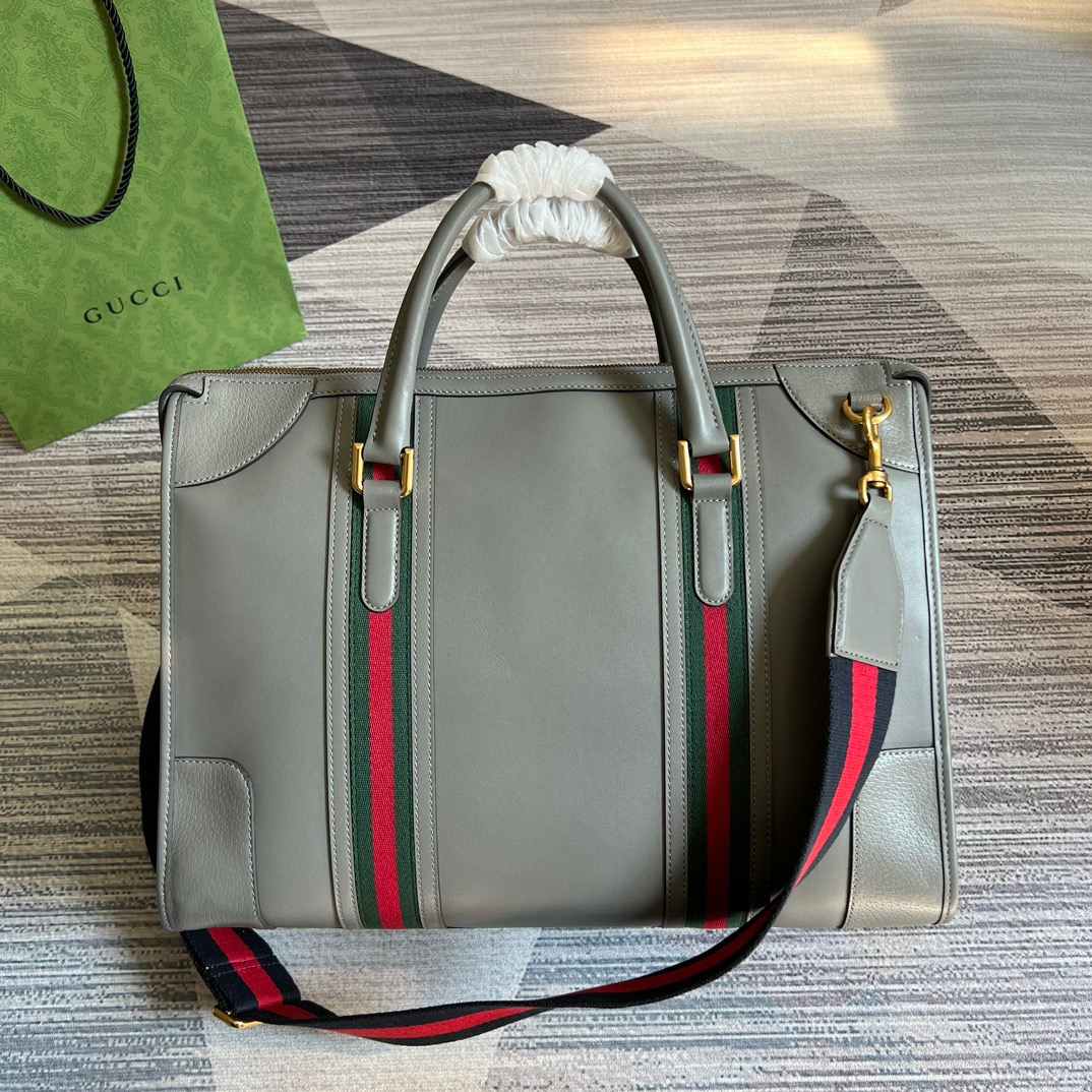 Gvc*1 Double G-Detailed Smooth Large Handbag Grey/Brown/White For Men 15.7 in/ 40 cm ‎