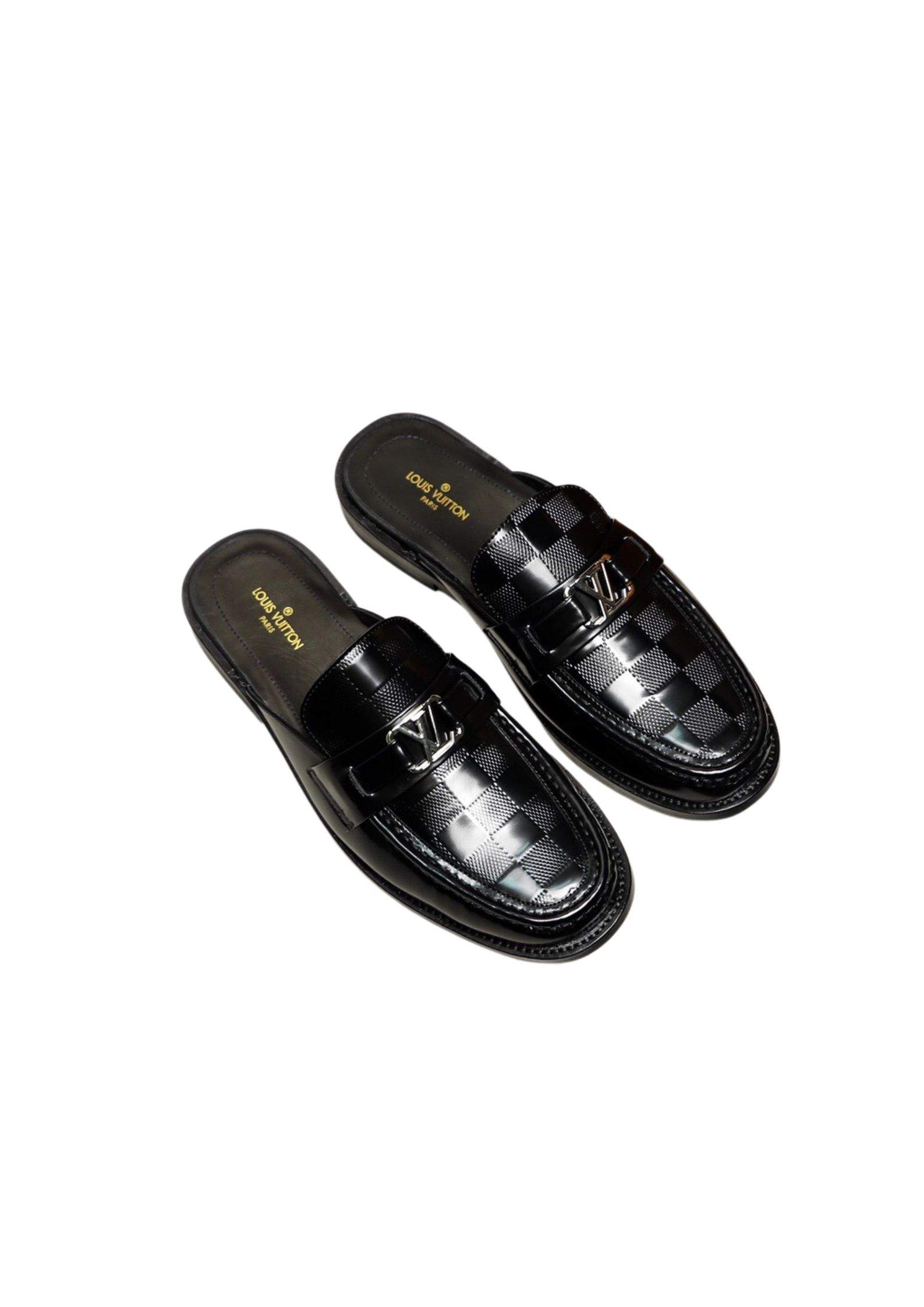 L0vis Vvtt0n Major Open Back With Square Pattern Loafer Black For Men