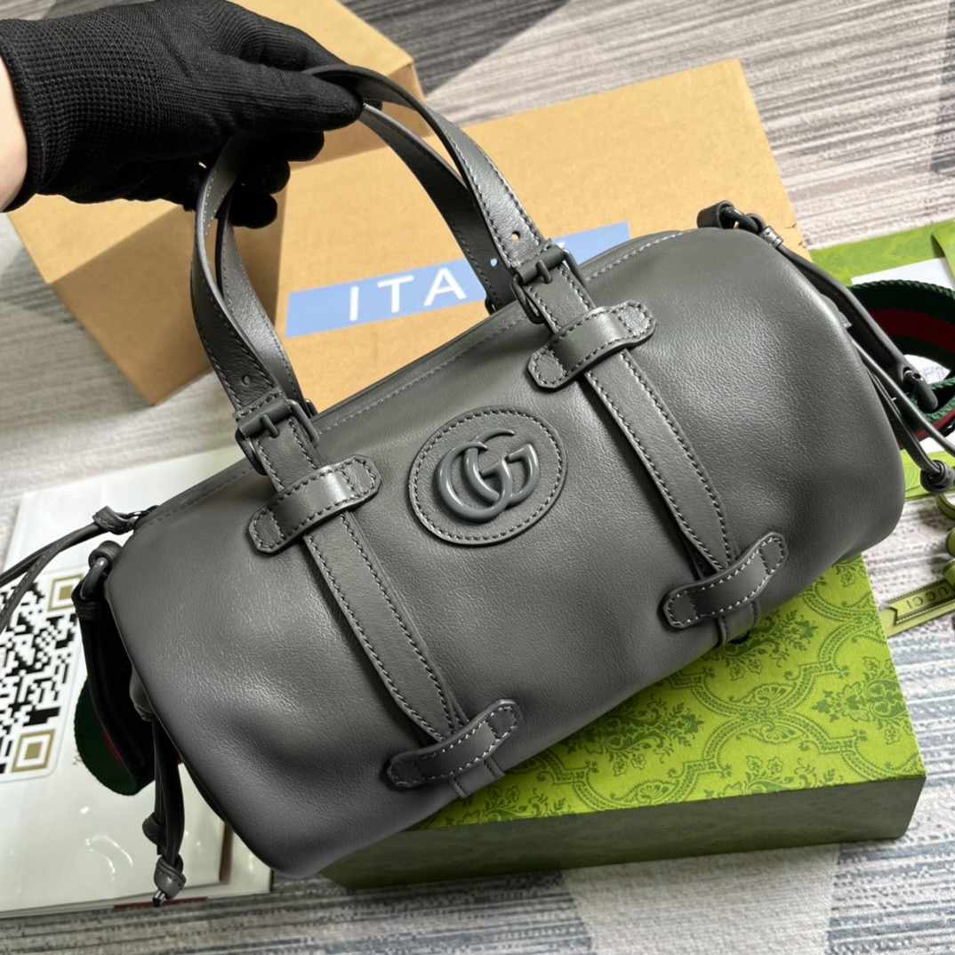 Gvc*1 Small Duffle Bag With Tonal Double G Black/Green Khaki/Grey 11.2 in/28.5cm 725701 AABDE 1060