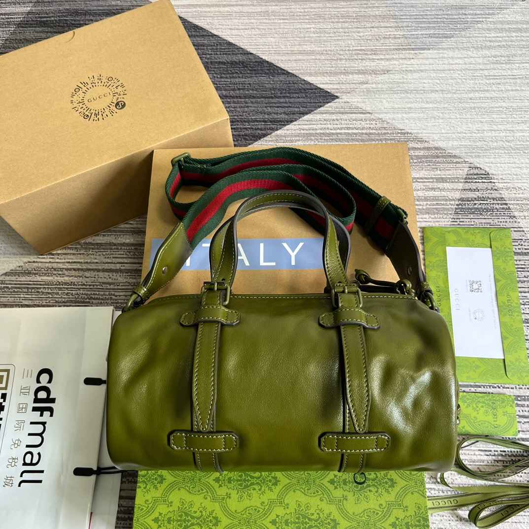 Gvc*1 Small Duffle Bag With Tonal Double G Black/Green Khaki/Grey 11.2 in/28.5cm 725701 AABDE 1060
