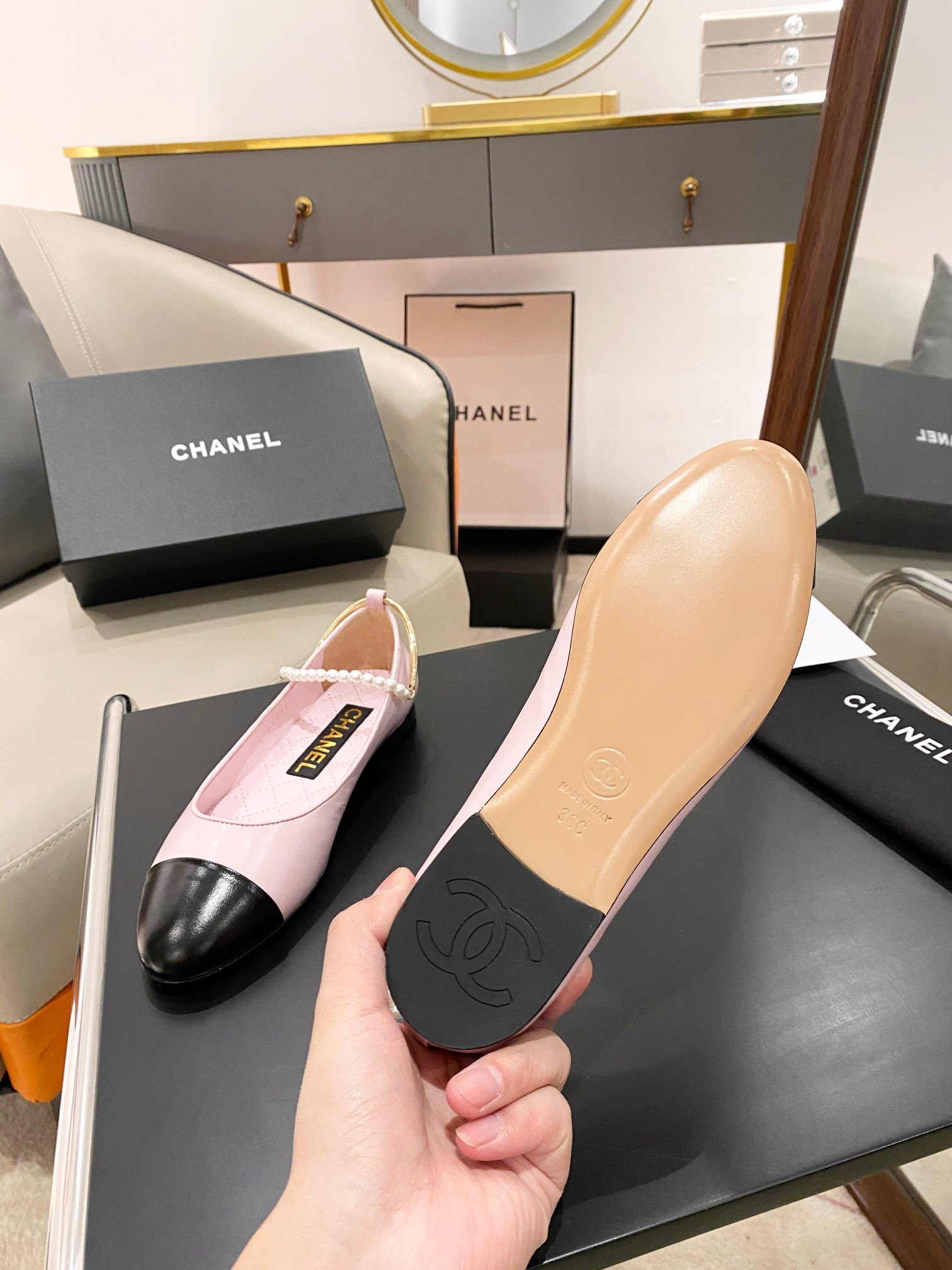 Ch**el Ballerina Logo Shoes Pink For Women