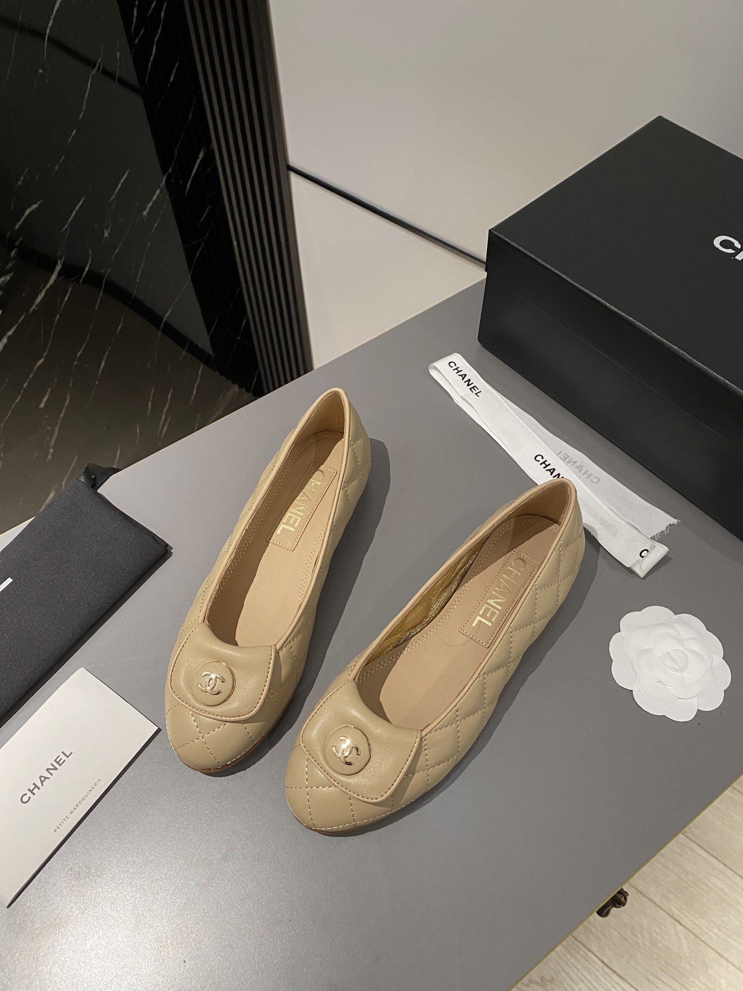 Ch**el Ballet Flats Beige For Women