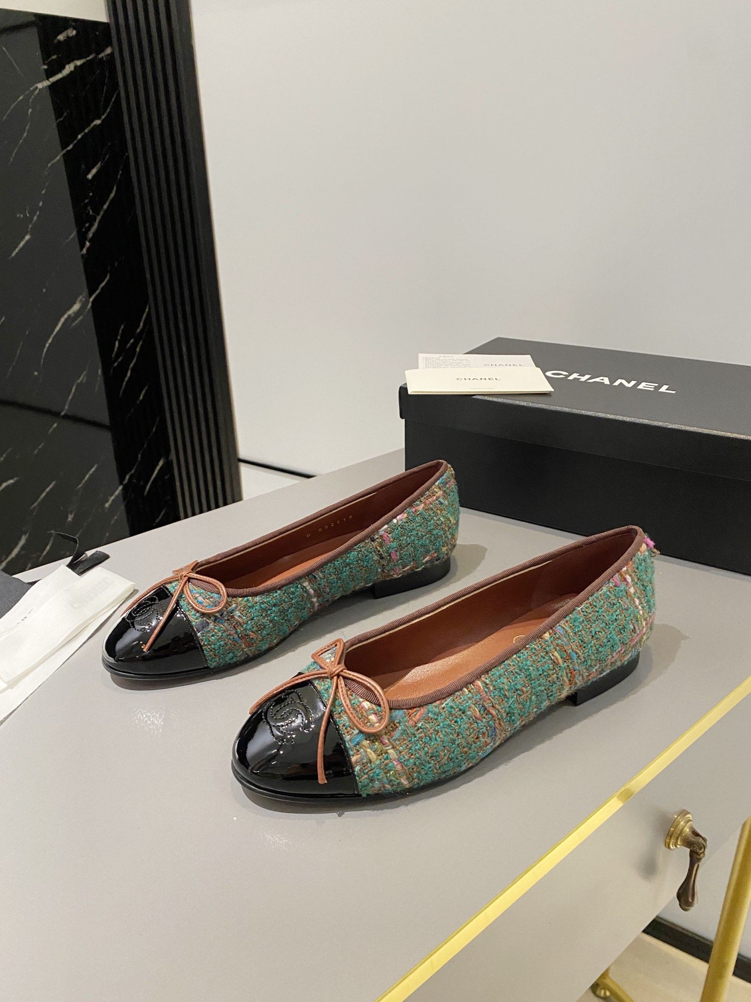 Ch**el Ballet Flats Green For Women G02819 B13395 NP763