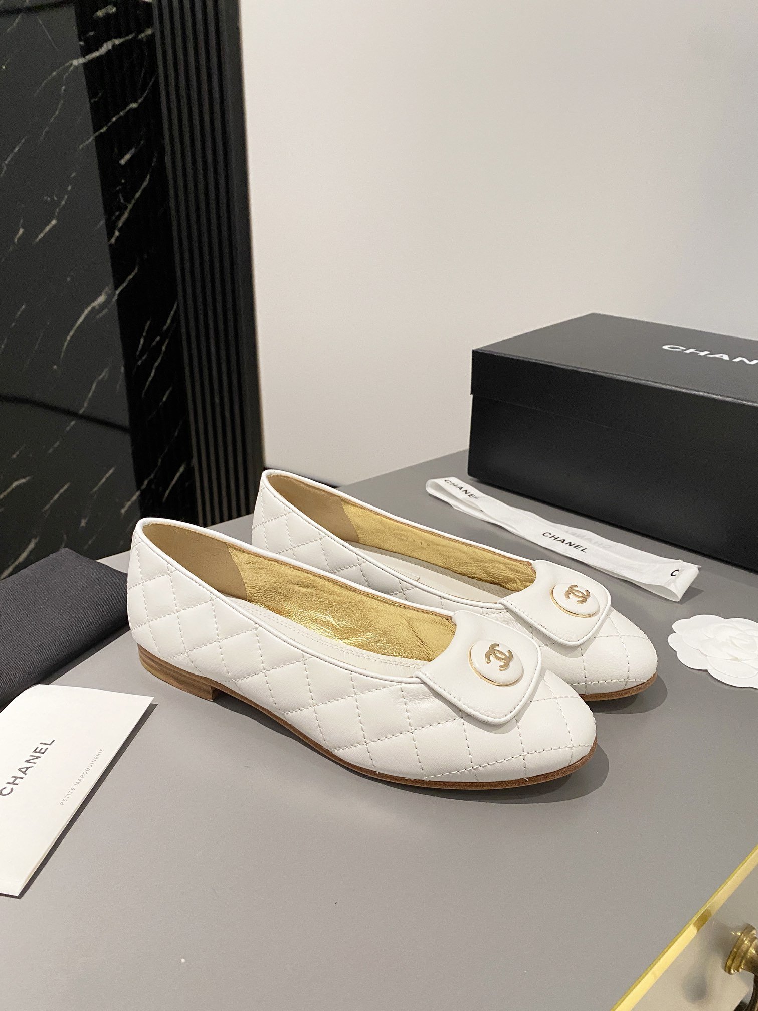 Ch**el Ballet Flats White For Women