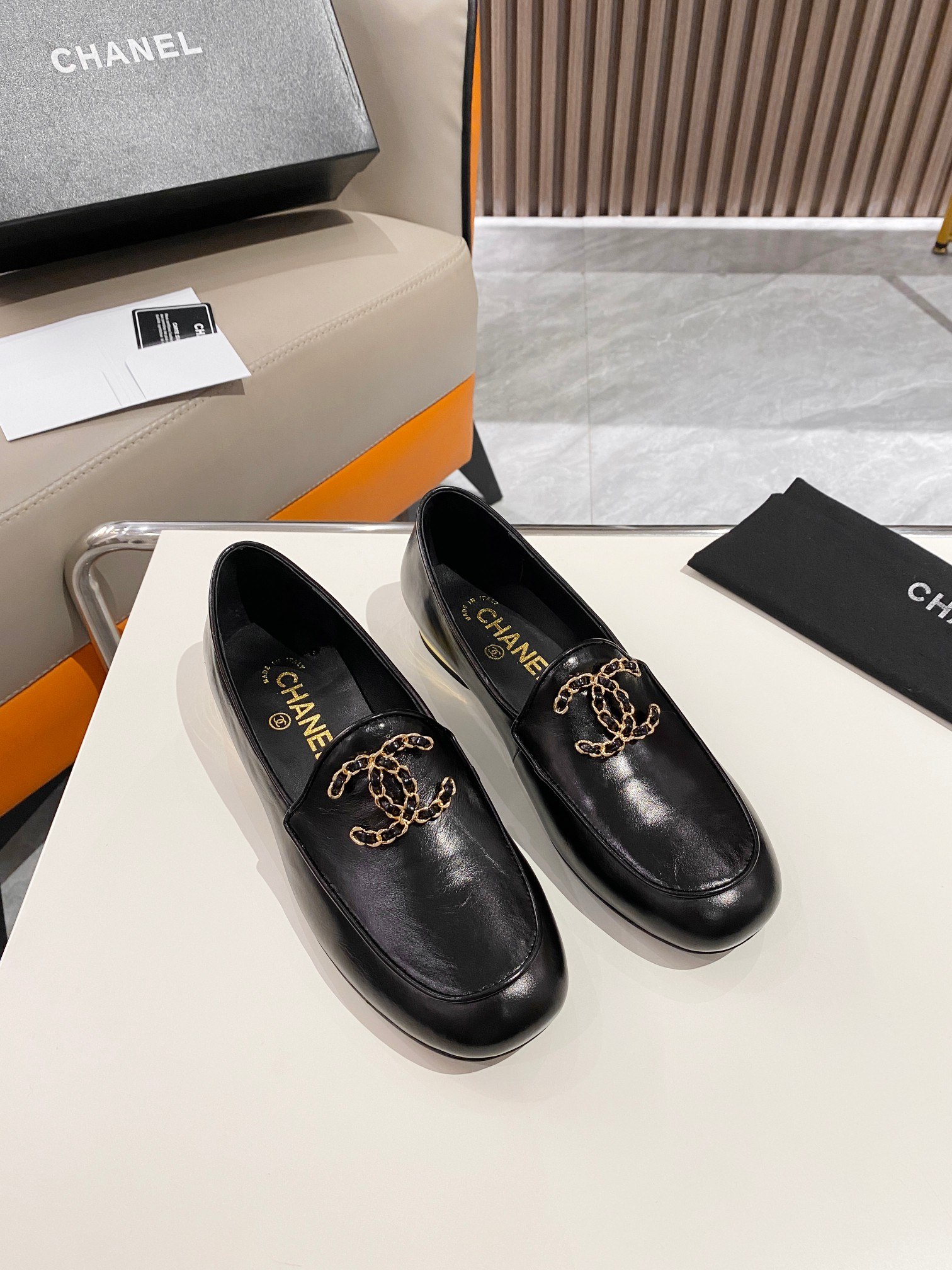 Ch**el Colorful Double C Logo Loafers Black For Women