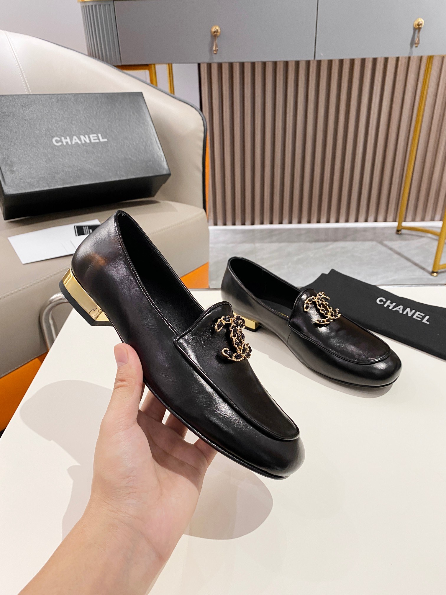 Ch**el Colorful Double C Logo Loafers Black For Women
