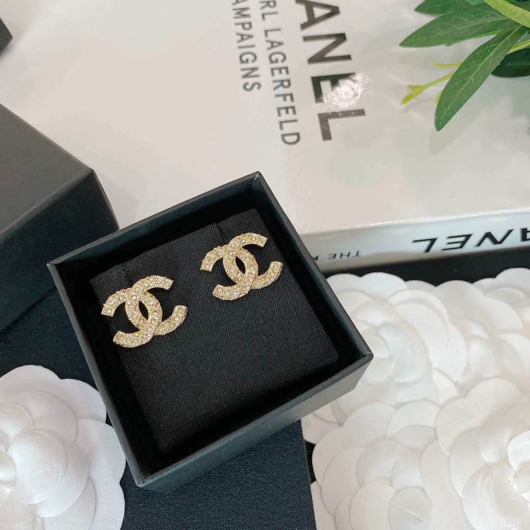 Ch**el D1am0nd Earrings Gold For Women