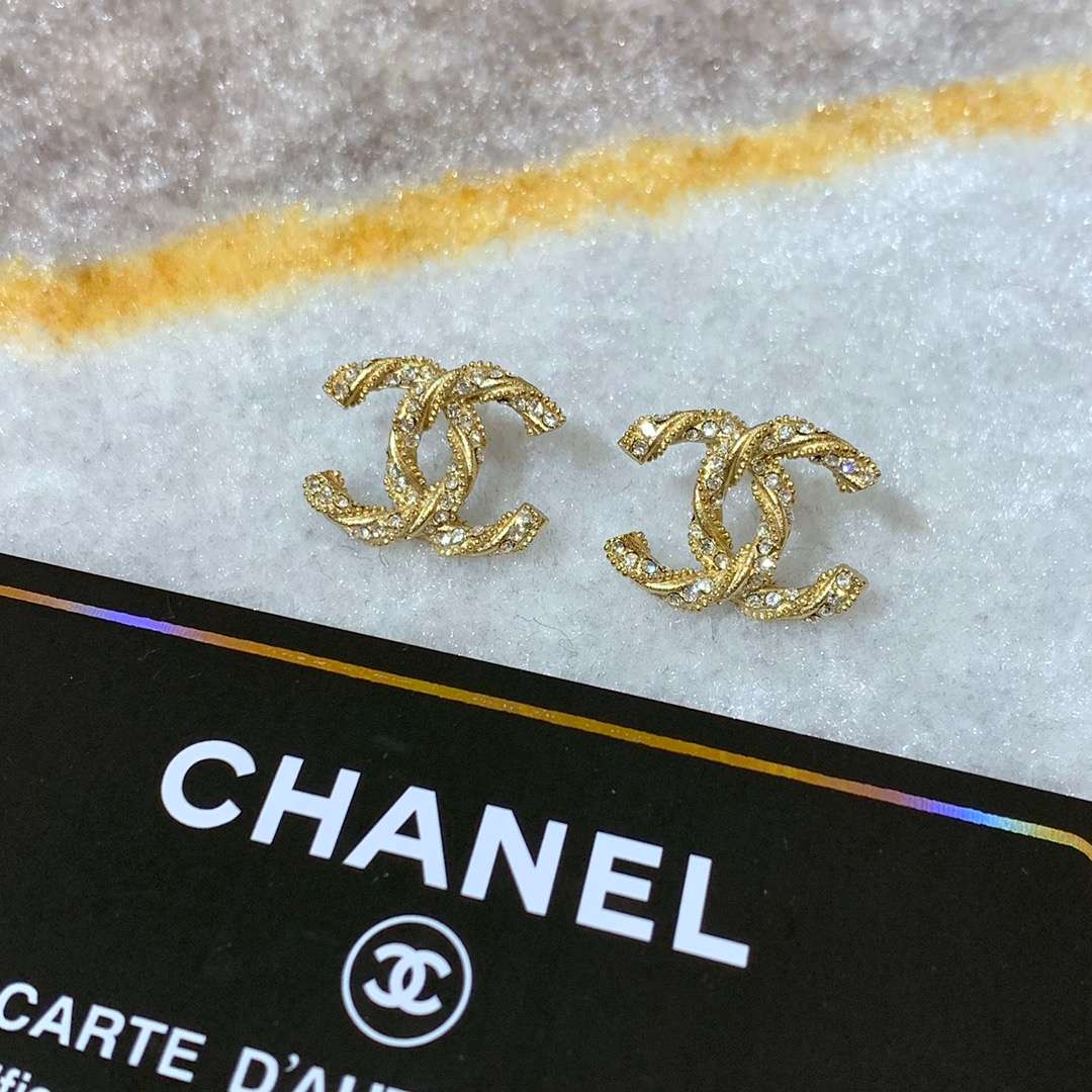 Ch**el Double C Earrings Gold For Women