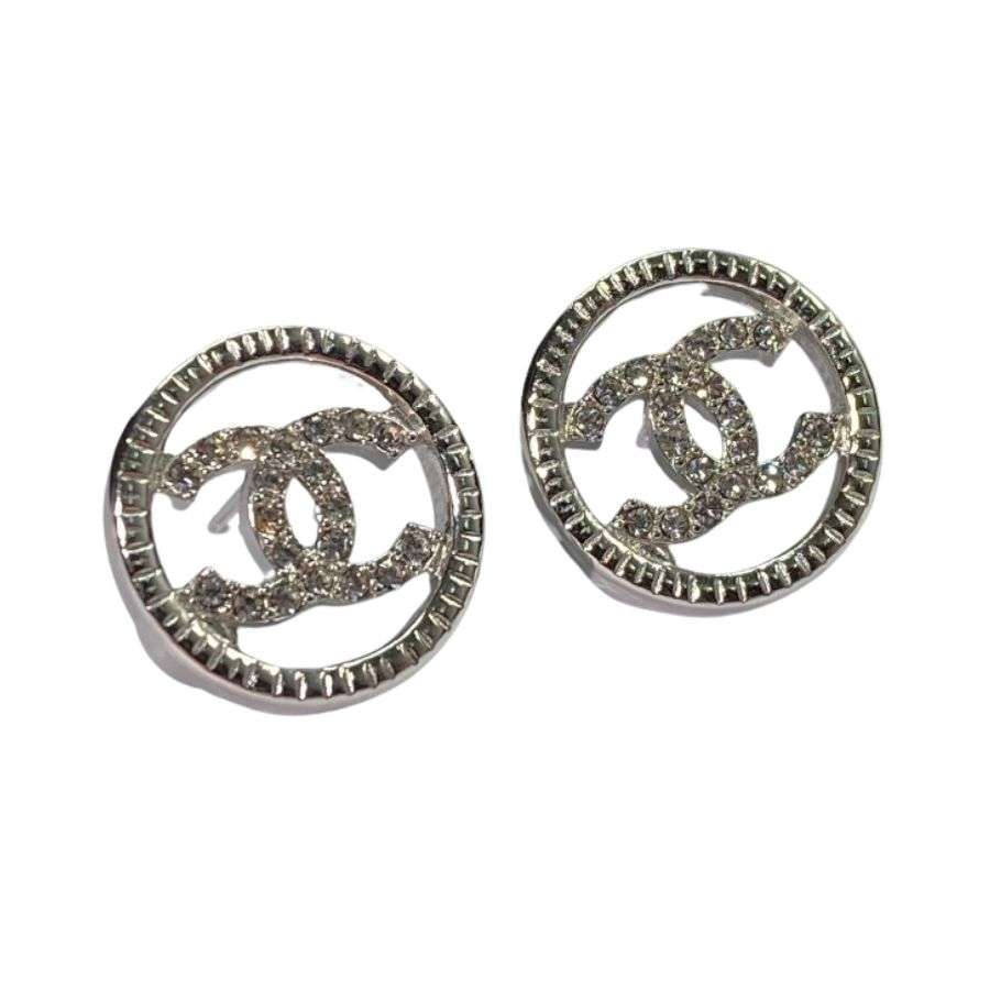Ch**el Double C Earrings Silver For Women