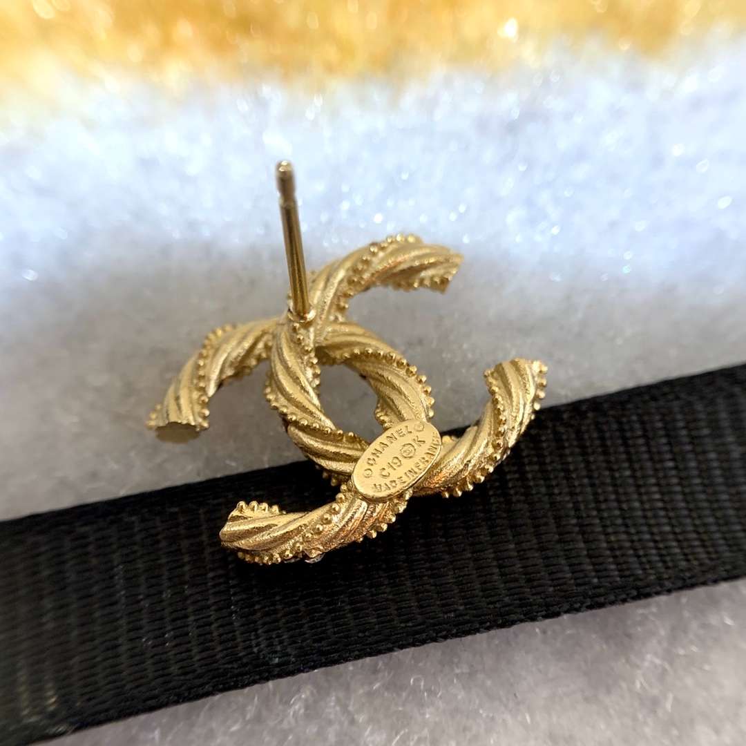 Ch**el Double C Earrings Gold For Women