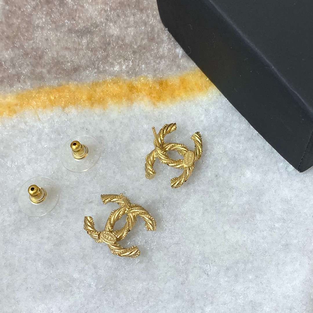 Ch**el Double C Earrings Gold For Women