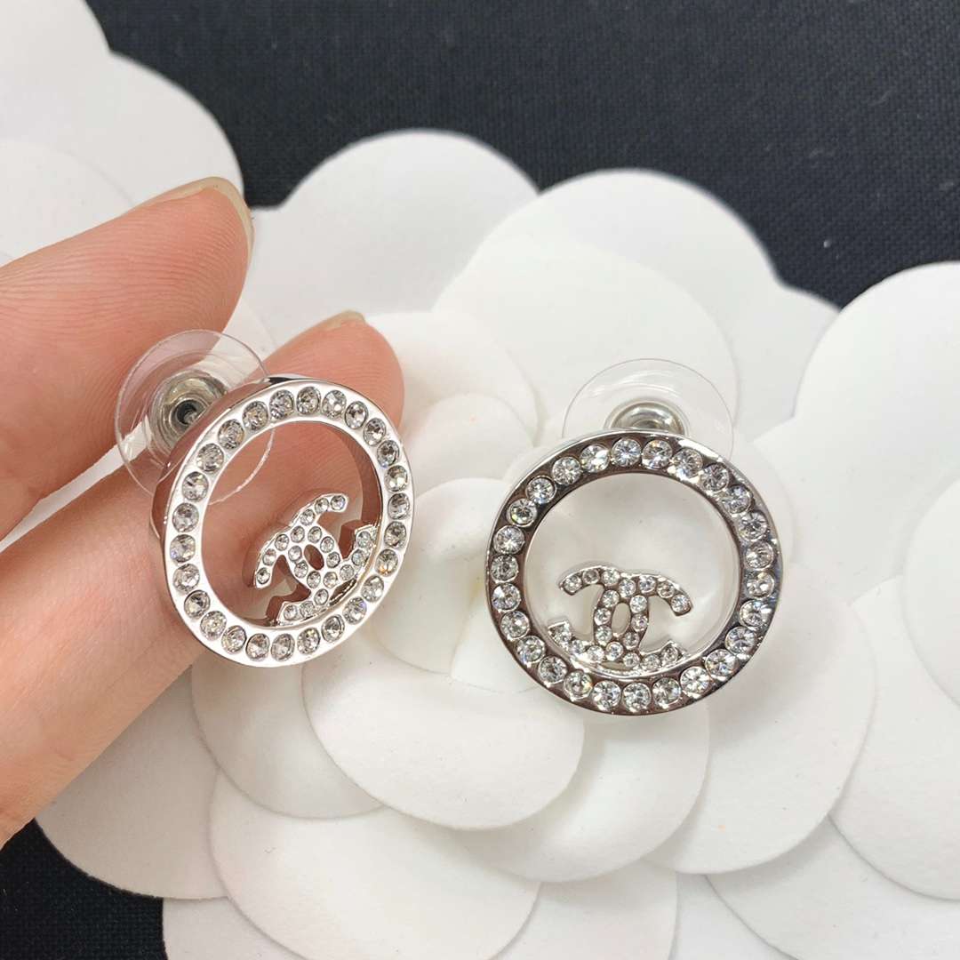 Ch**el Hoop Earrings Silver For Women
