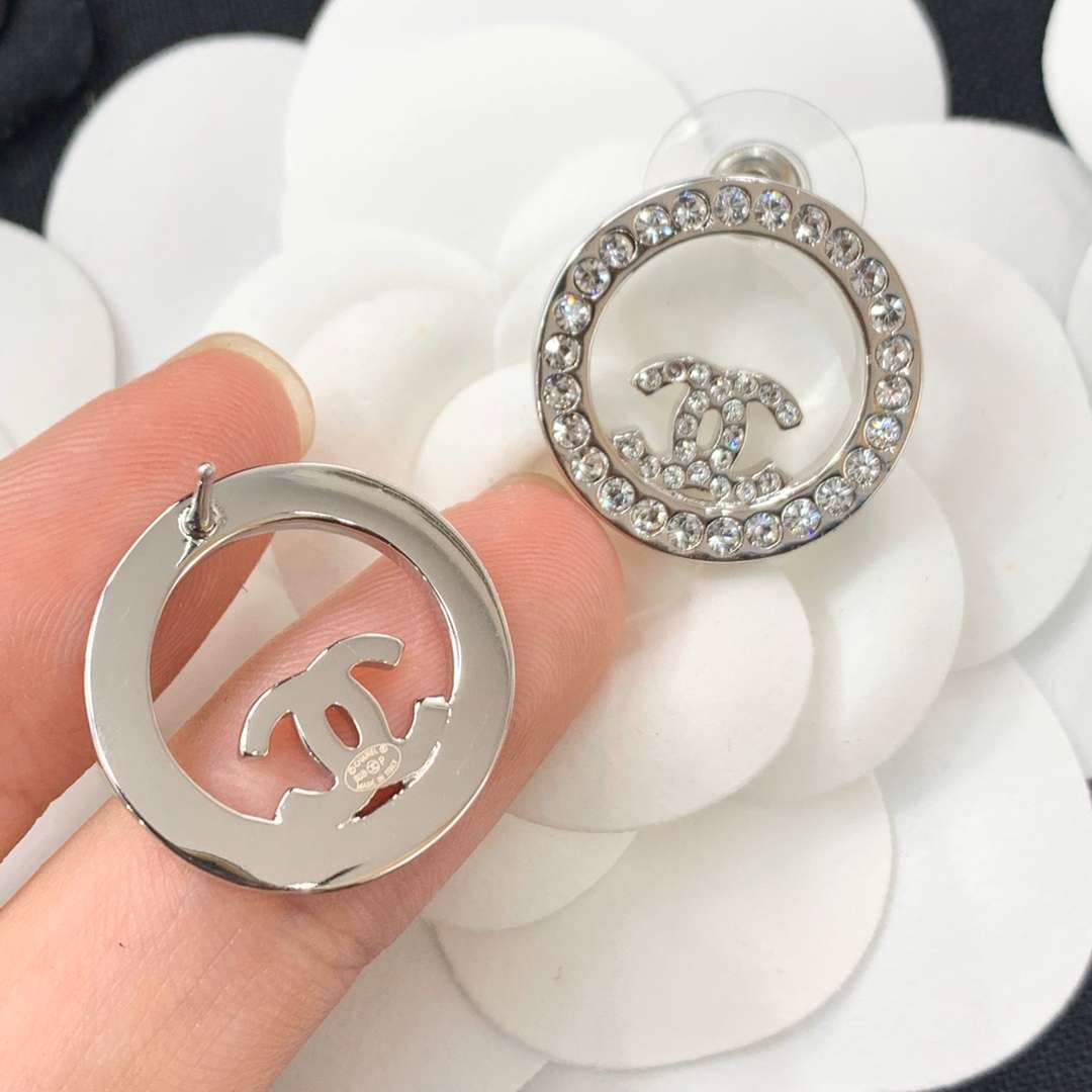 Ch**el Hoop Earrings Silver For Women