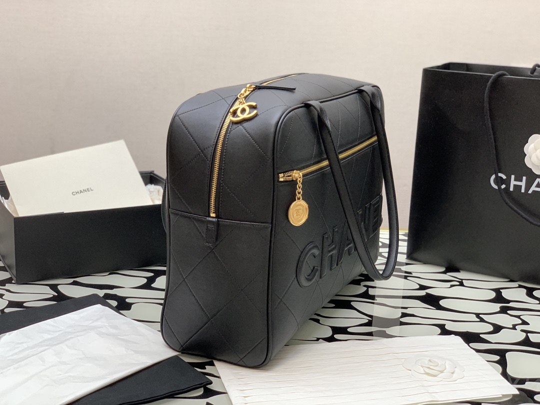 Ch**el Maxi Bowling Bag Black For Women 45cm / 17.7in