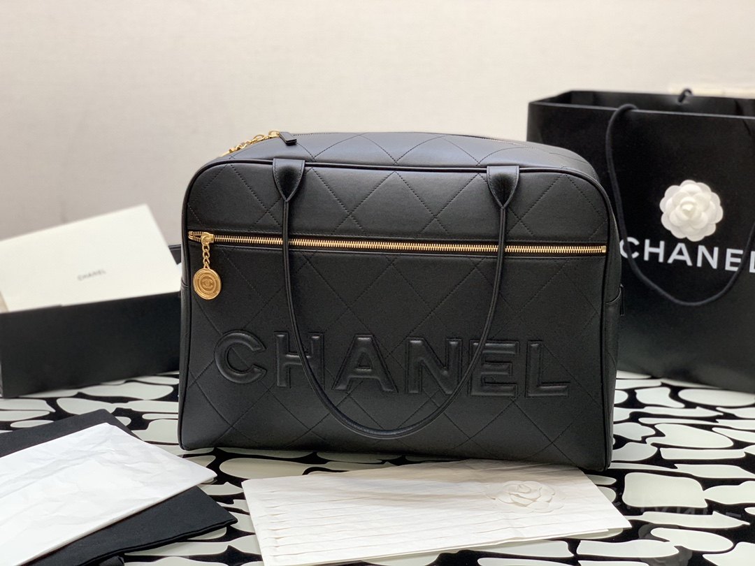 Ch**el Maxi Bowling Bag Black For Women 45cm / 17.7in