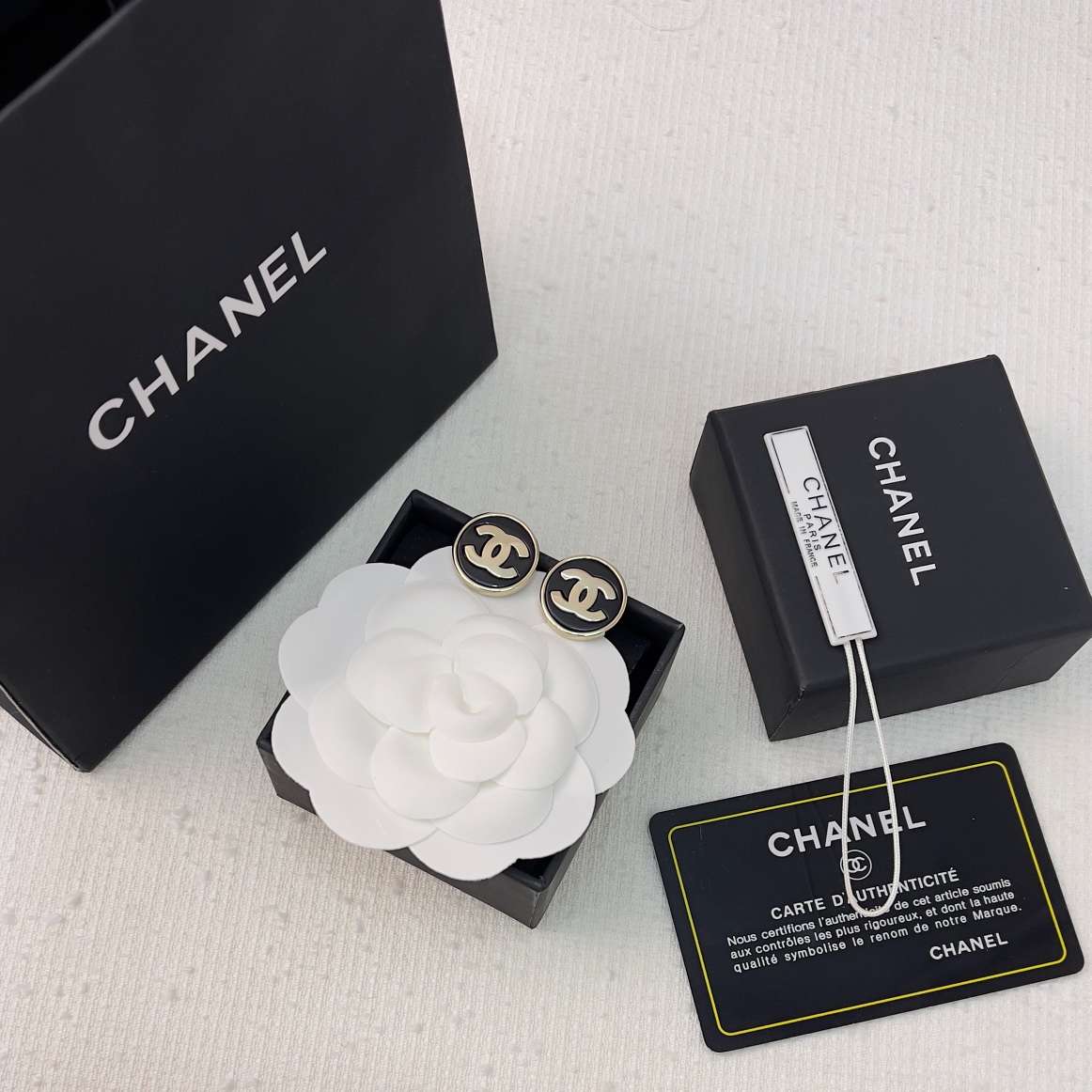 Ch**el Round Earrings Black For Women