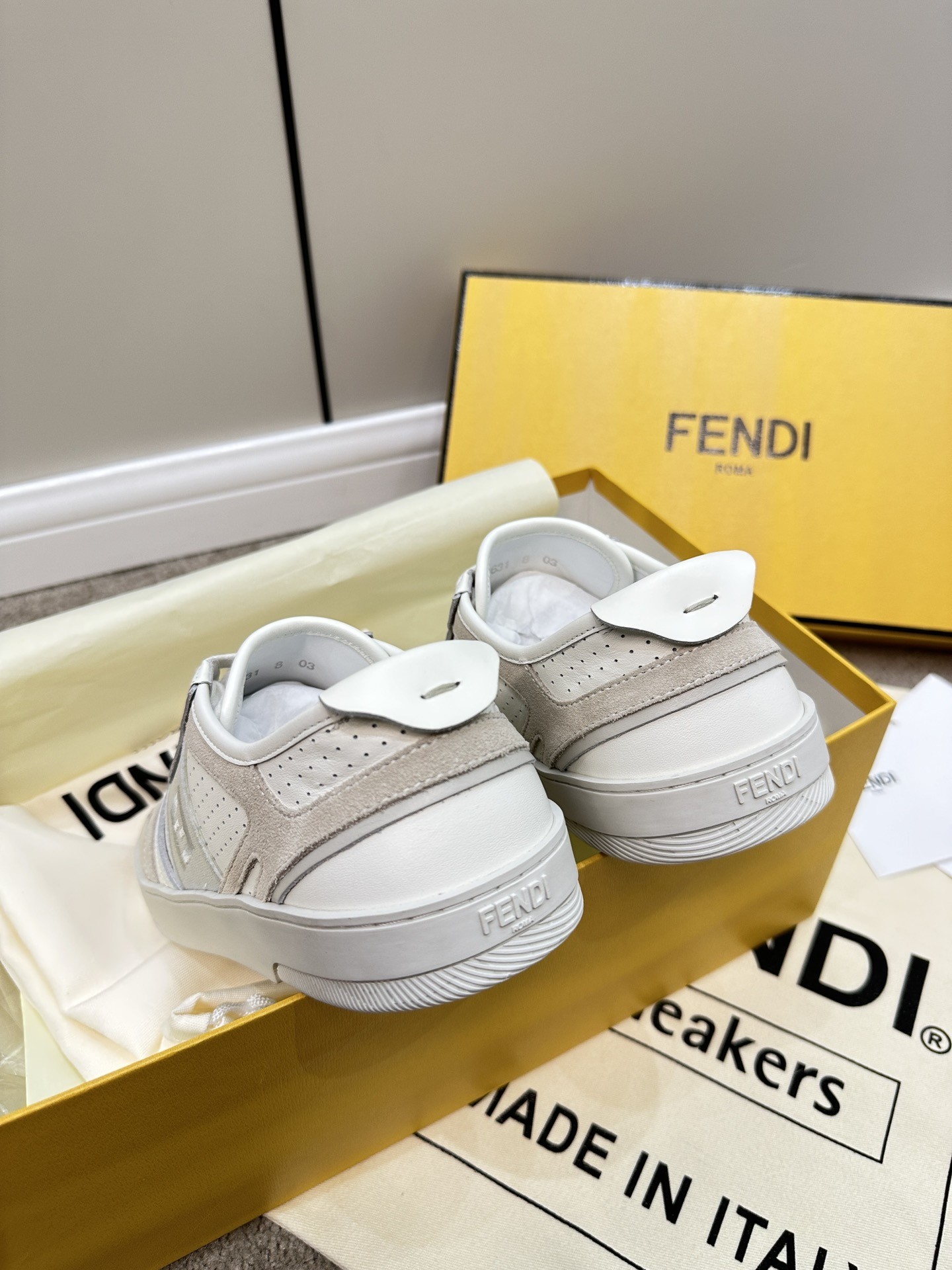 F**di Lace-Up Sneakers Cream For Women