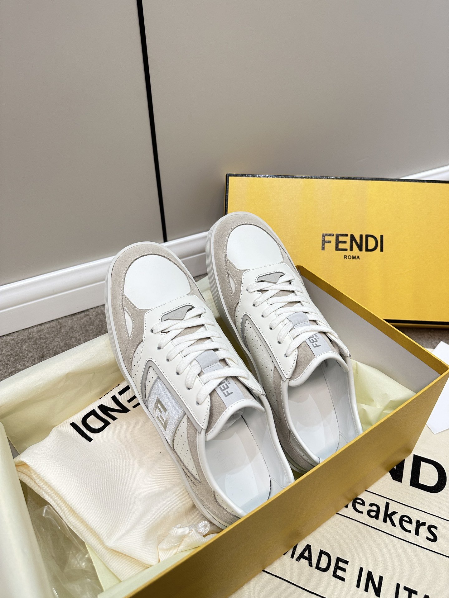 F**di Lace-Up Sneakers Cream For Women