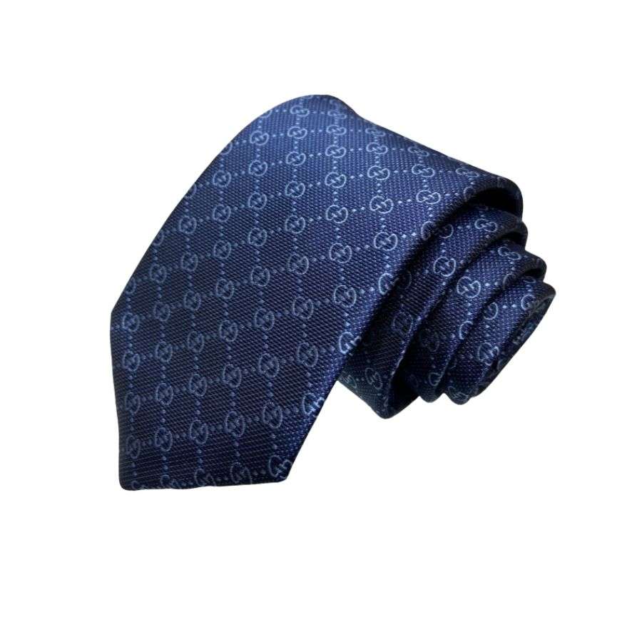 Gvc*1 Pattern Silk Tie Navy Blue For Men