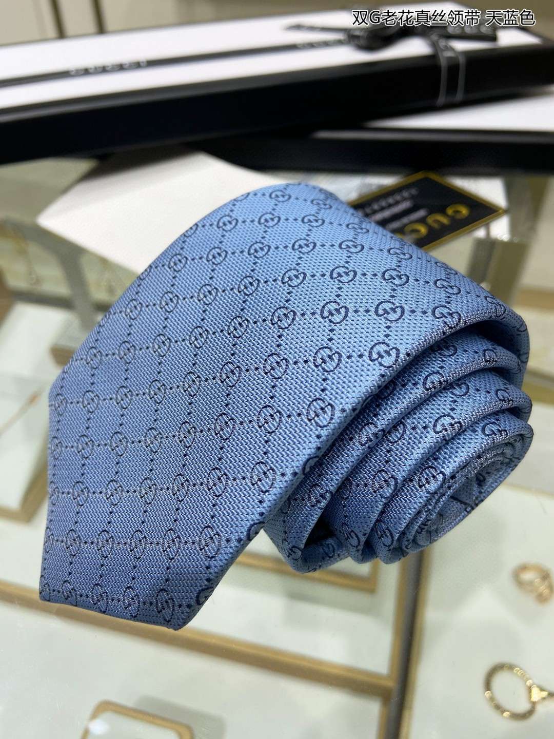 Gvc*1 Pattern Silk Tie Blue For Men