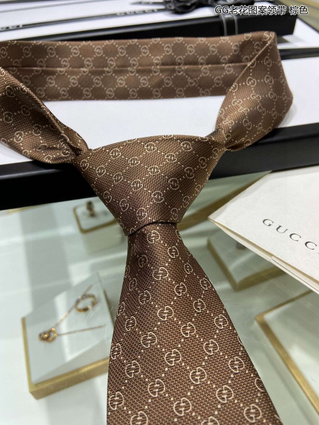 Gvc*1 Pattern Silk Tie Brown For Men