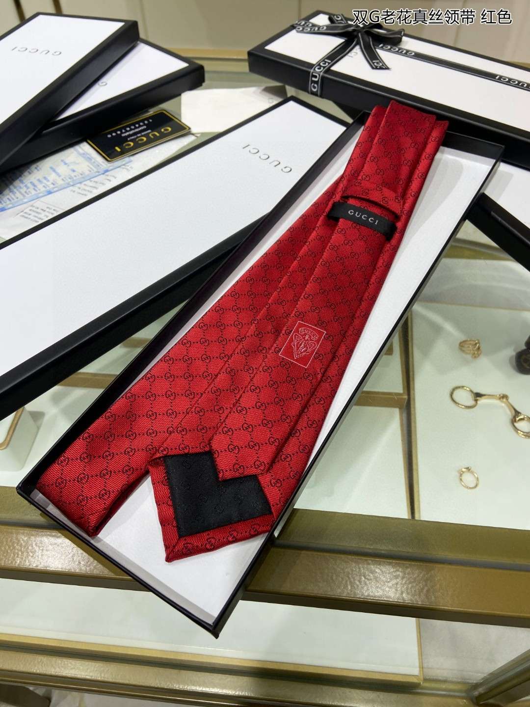 Gvc*1 Pattern Silk Tie Red For Men