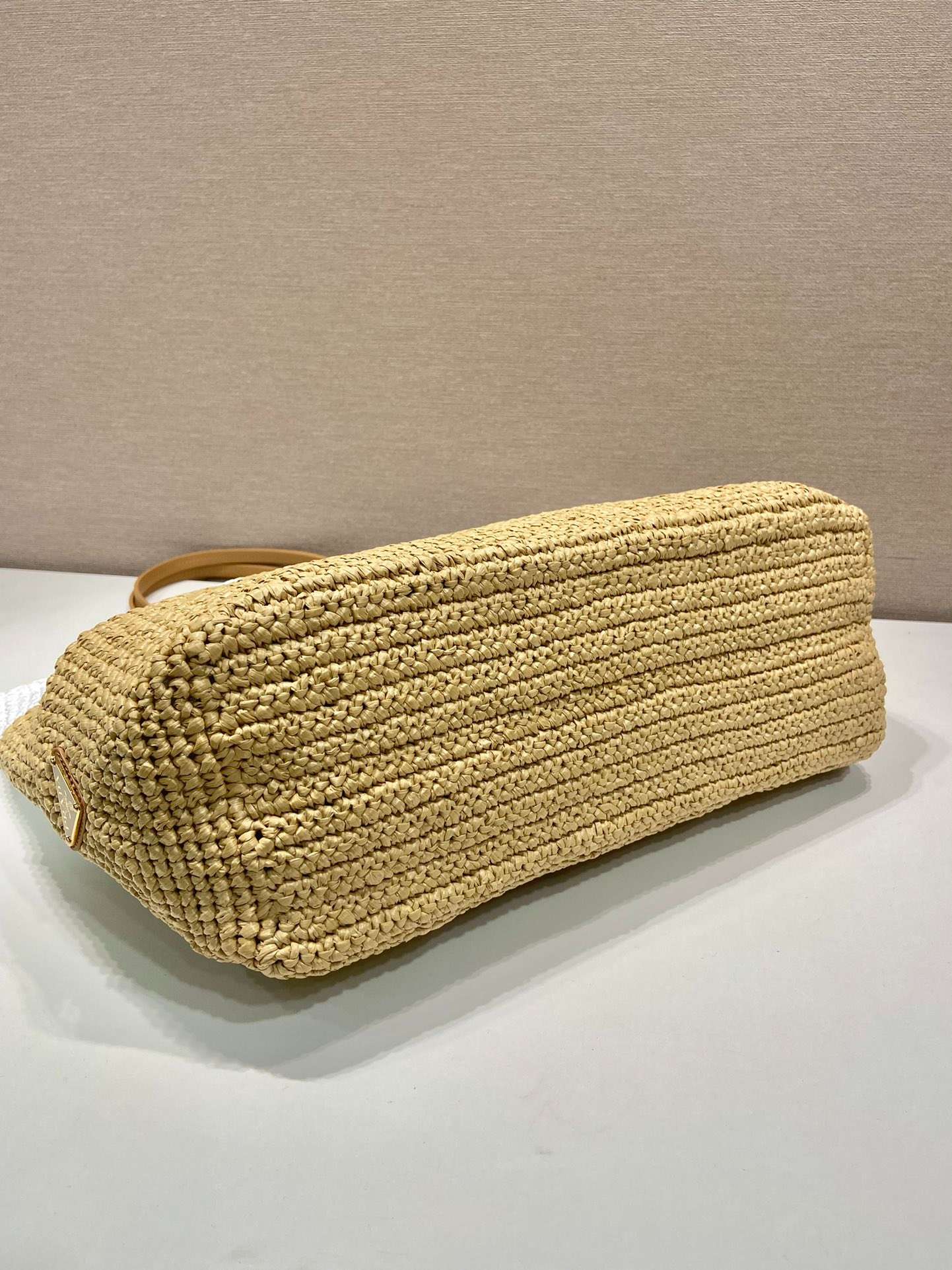 Pra*a Raffia Tote Bag Beige For Women 15in/38cm 1BG442_2DJS_F0N86_V_OOO
