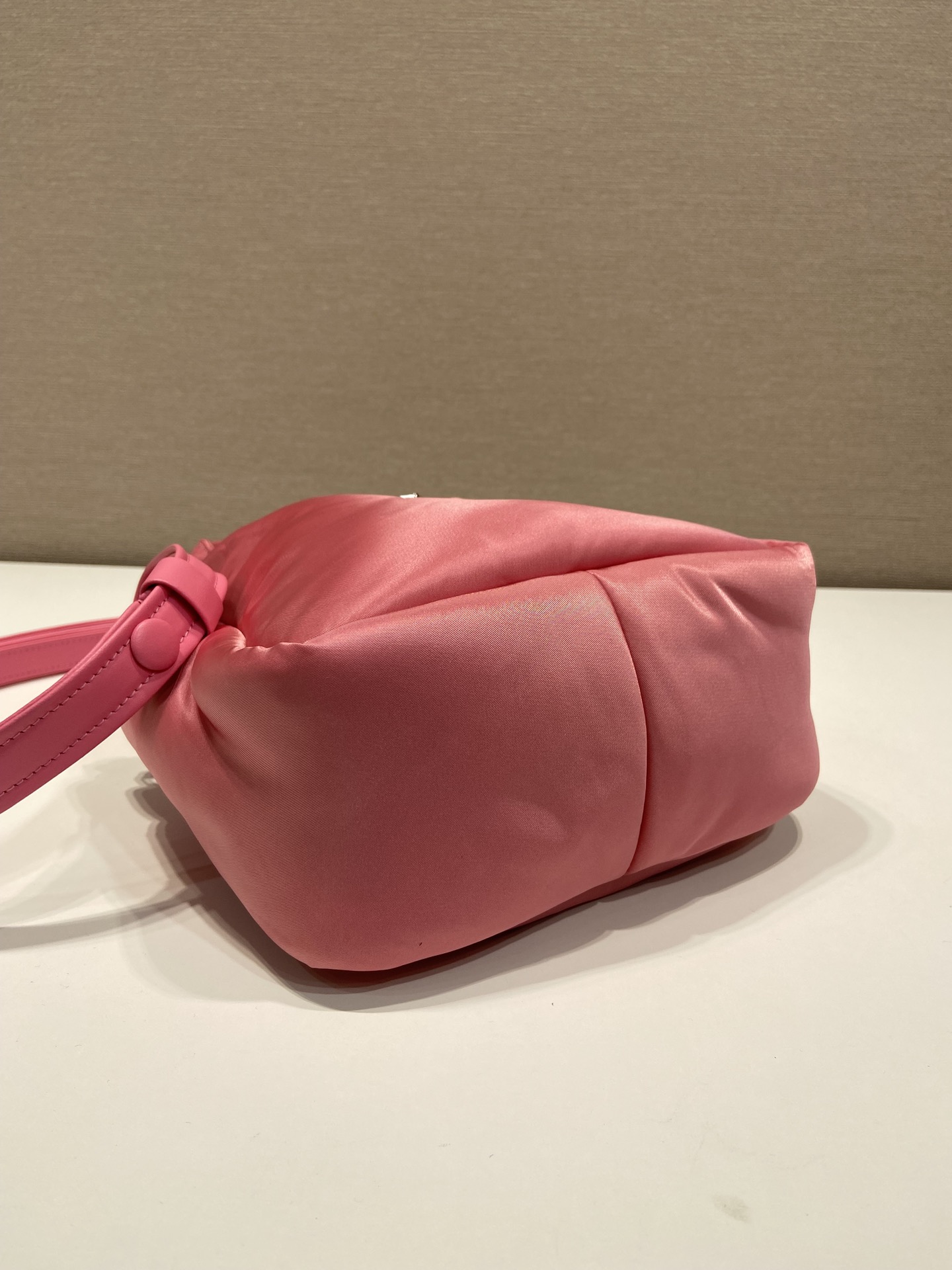 Pra*a Soft Padded Re-Nylon Mini-Bag White/Pink/Beige For Women 7.1in/18cm 1BA359_RCCJ_F0009_V_OVM