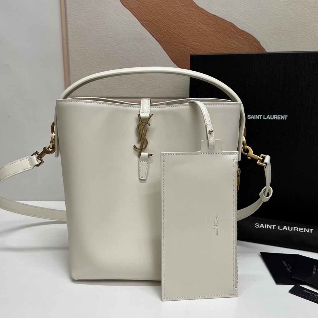 Sa1nt Lau*nt Le 37 In Shiny White/Brown For Women 25cm / 9.8in