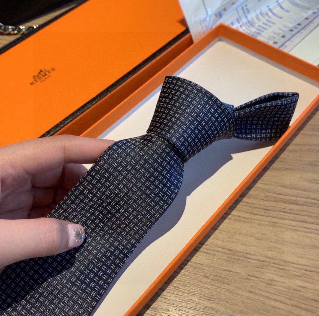 H**me5 Tie 7 Faconnee New H Navy Blue For Men