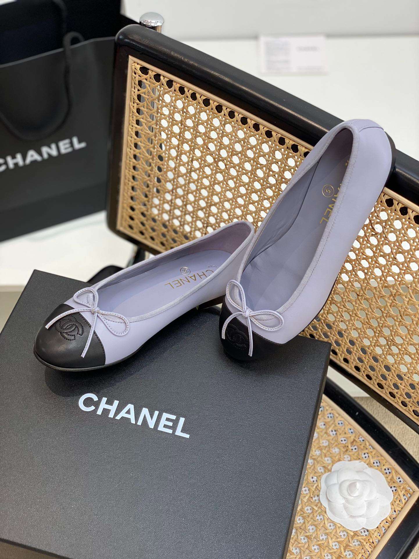 Ch**el Ballet Flats Light Purple For Women
