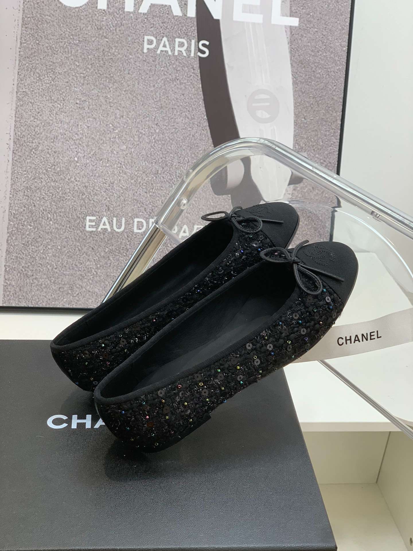 Ch**el Ballet Flats Black For Women