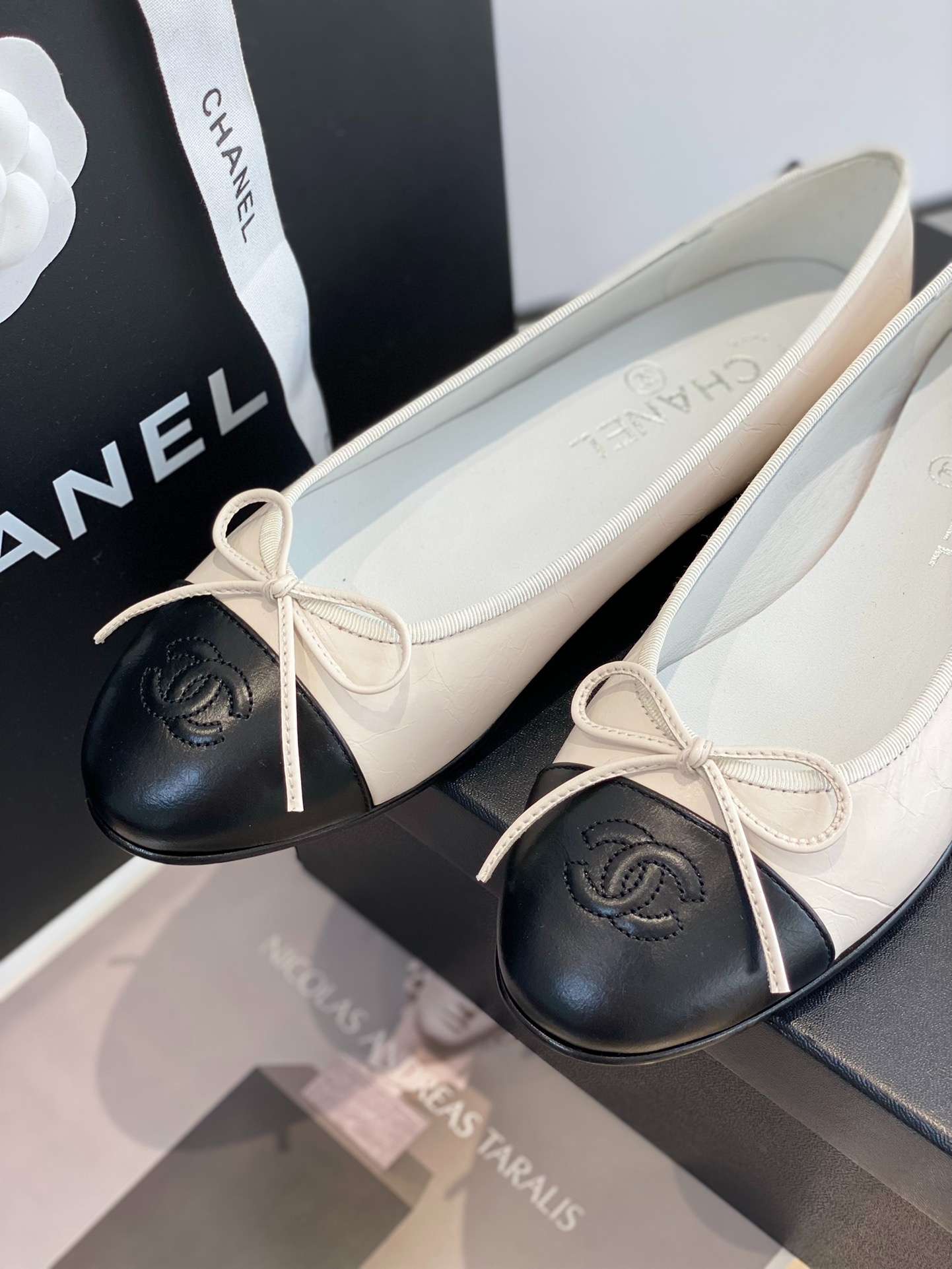 Ch**el Ballet Flats White For Women