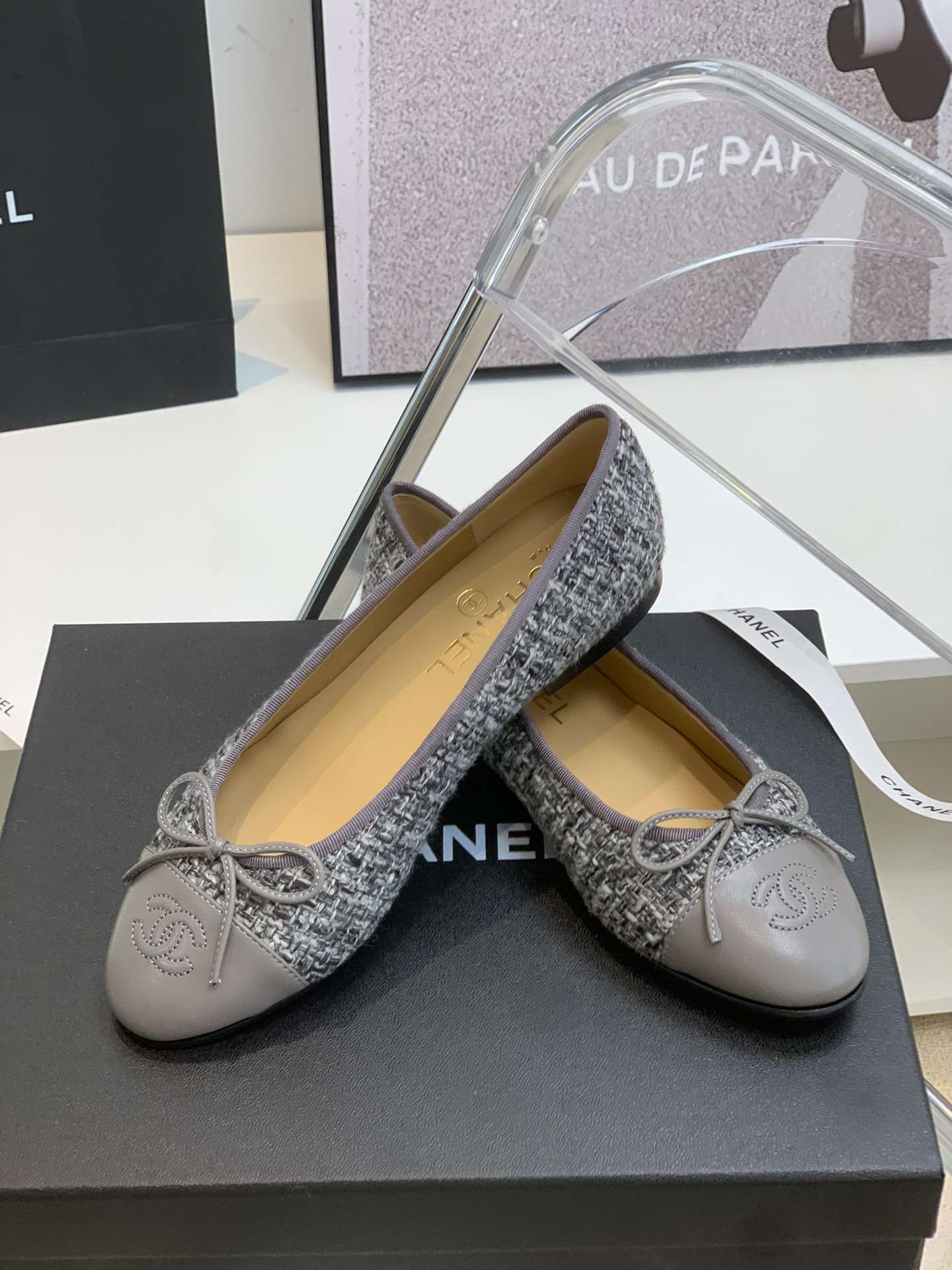 Ch**el Ballet Flats Grey For Women