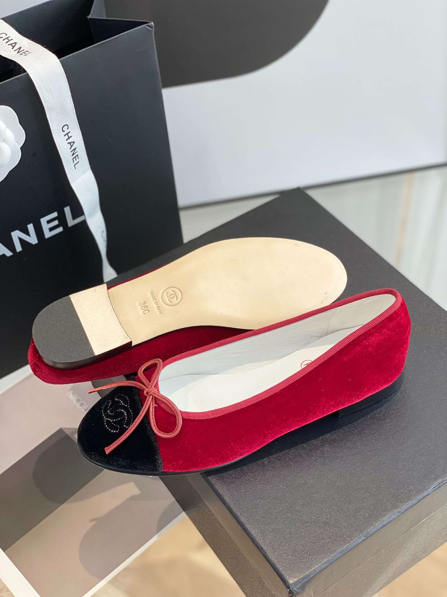 Ch**el Ballet Flats Red For Women