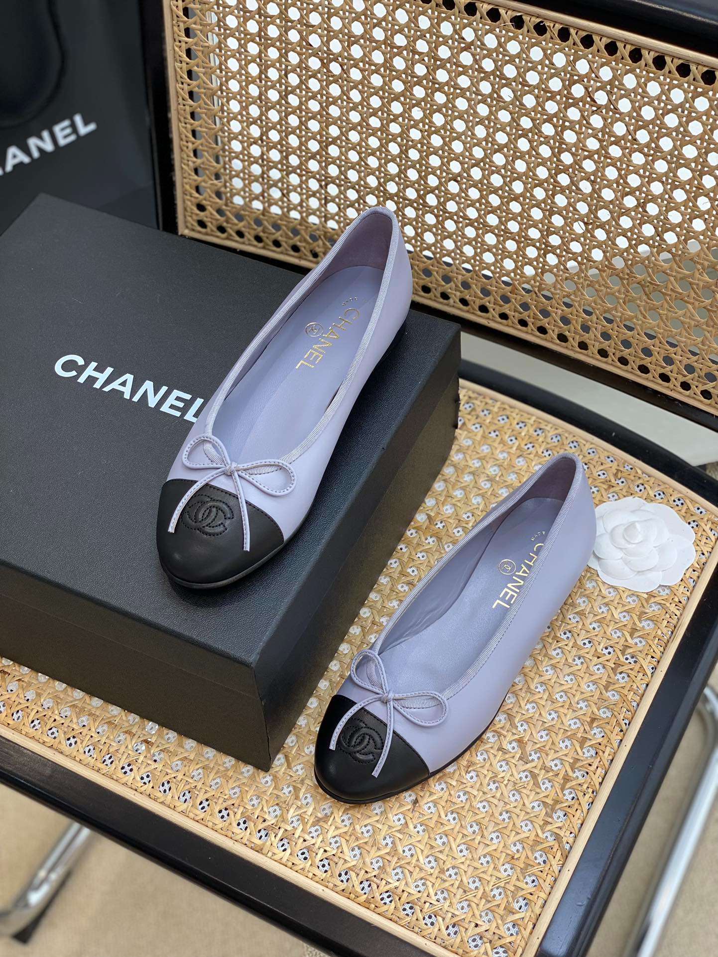 Ch**el Ballet Flats Light Purple For Women
