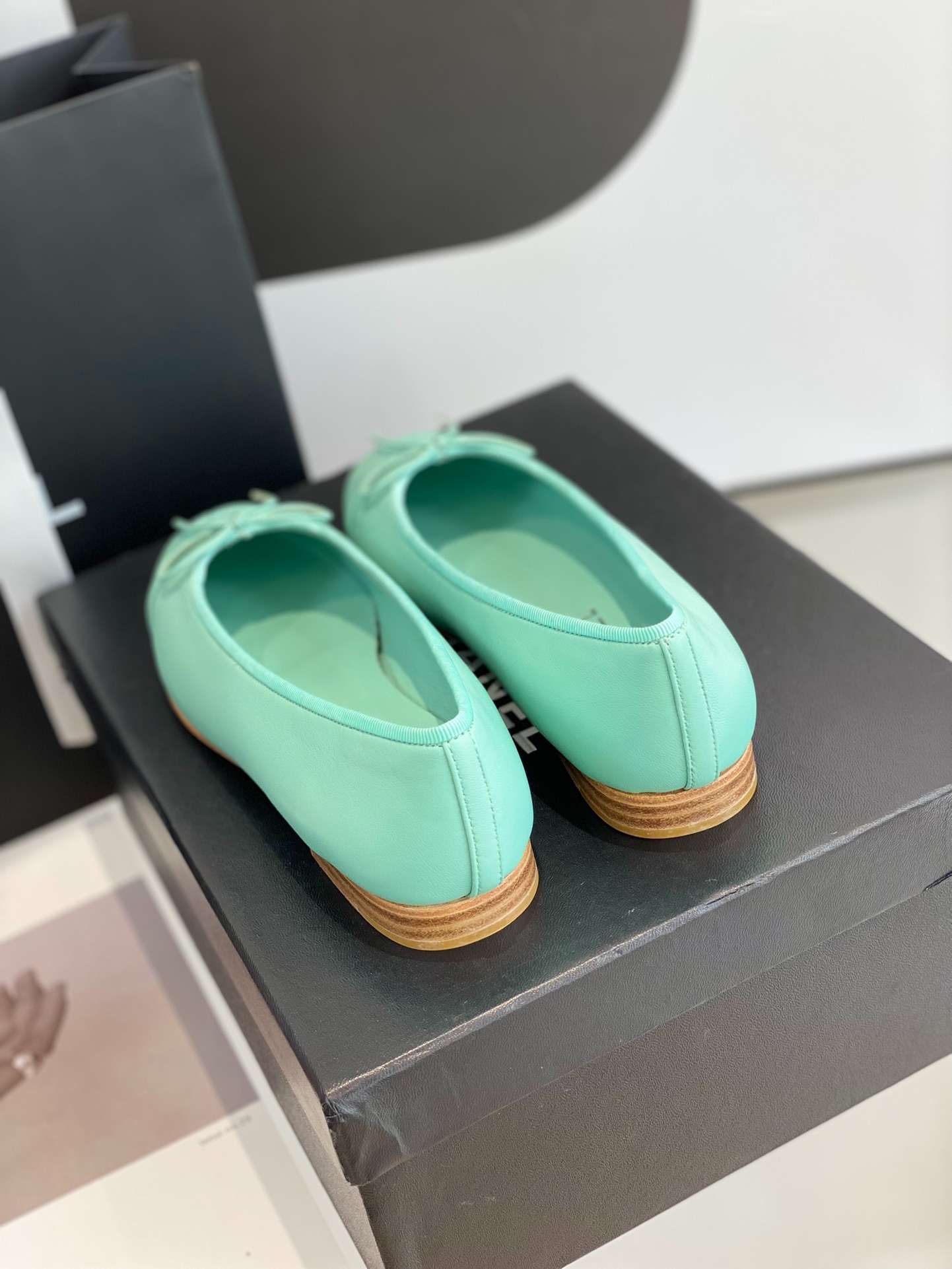 Ch**el Ballet Flats Jade Green For Women