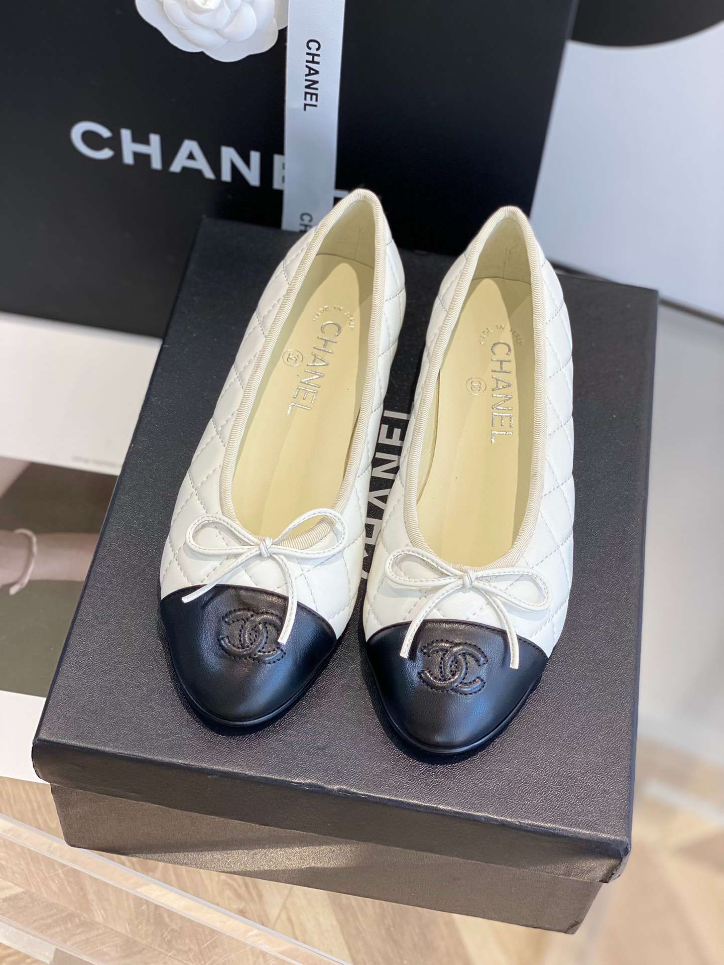 Ch**el Ballet Flats White For Women