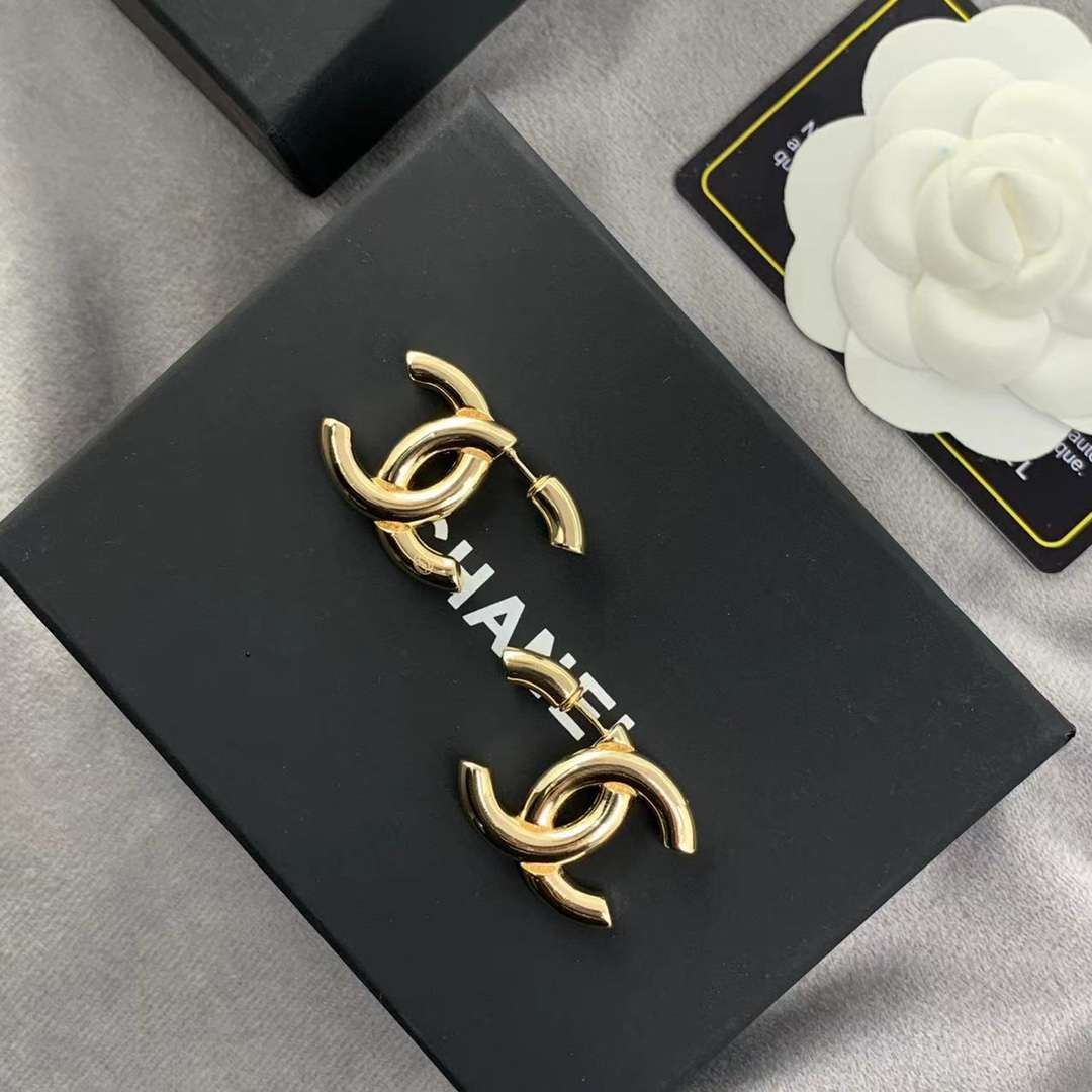 Ch**el Double C Earrings Gold For Women