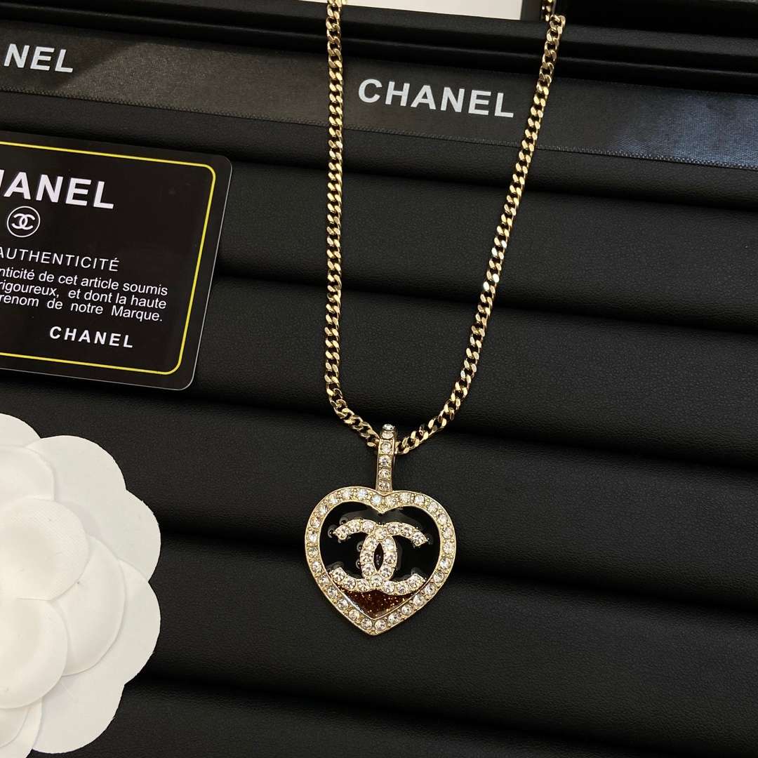 Ch**el Heart Necklace Gold For Women