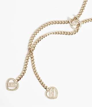 Ch**el Pearl Heart Necklace Gold For Women