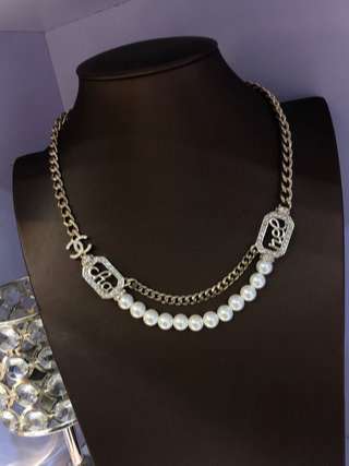 Ch**el Pearl Necklace Gold For Women