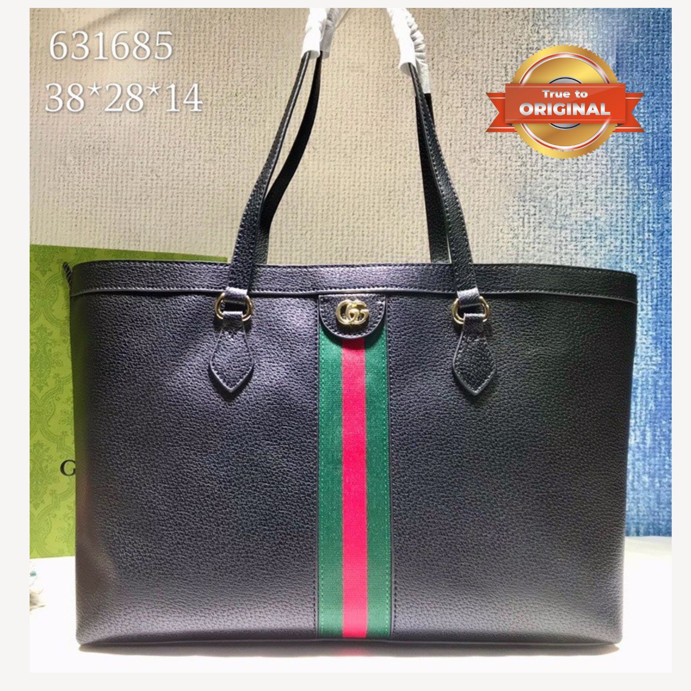 [True-to-ORIGINAL] Gvc*1 Ophidia Medium Tote Black For Women 15in/38cm GG 631685 CWG1A 1060
