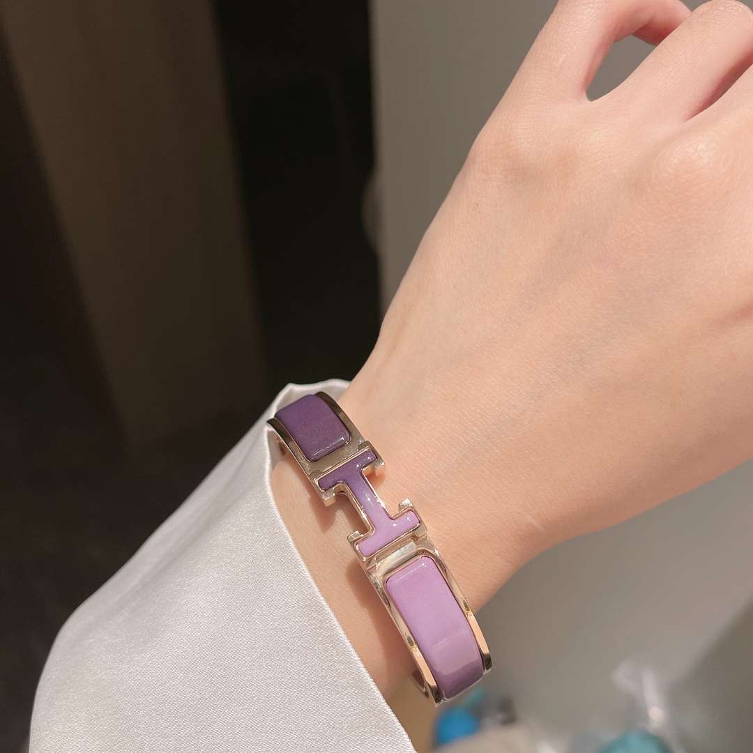 H**me5 Clic Enameled H Bracelet Purple For Women