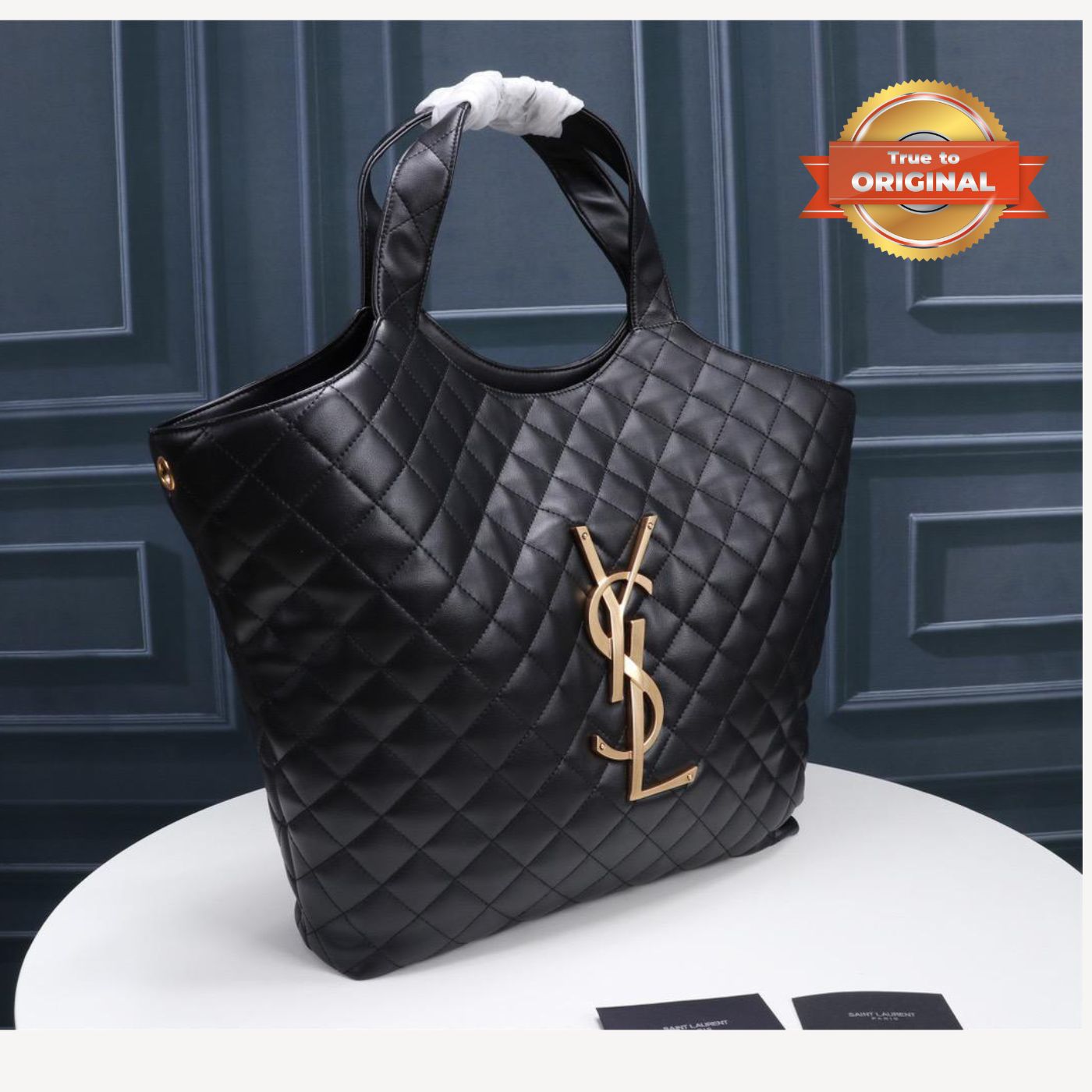 [True-to-ORIGINAL] Sa1nt Lau*nt Icare Maxi Shopping Bag Black For Women 16.9in/43cm 698651AAANG1000