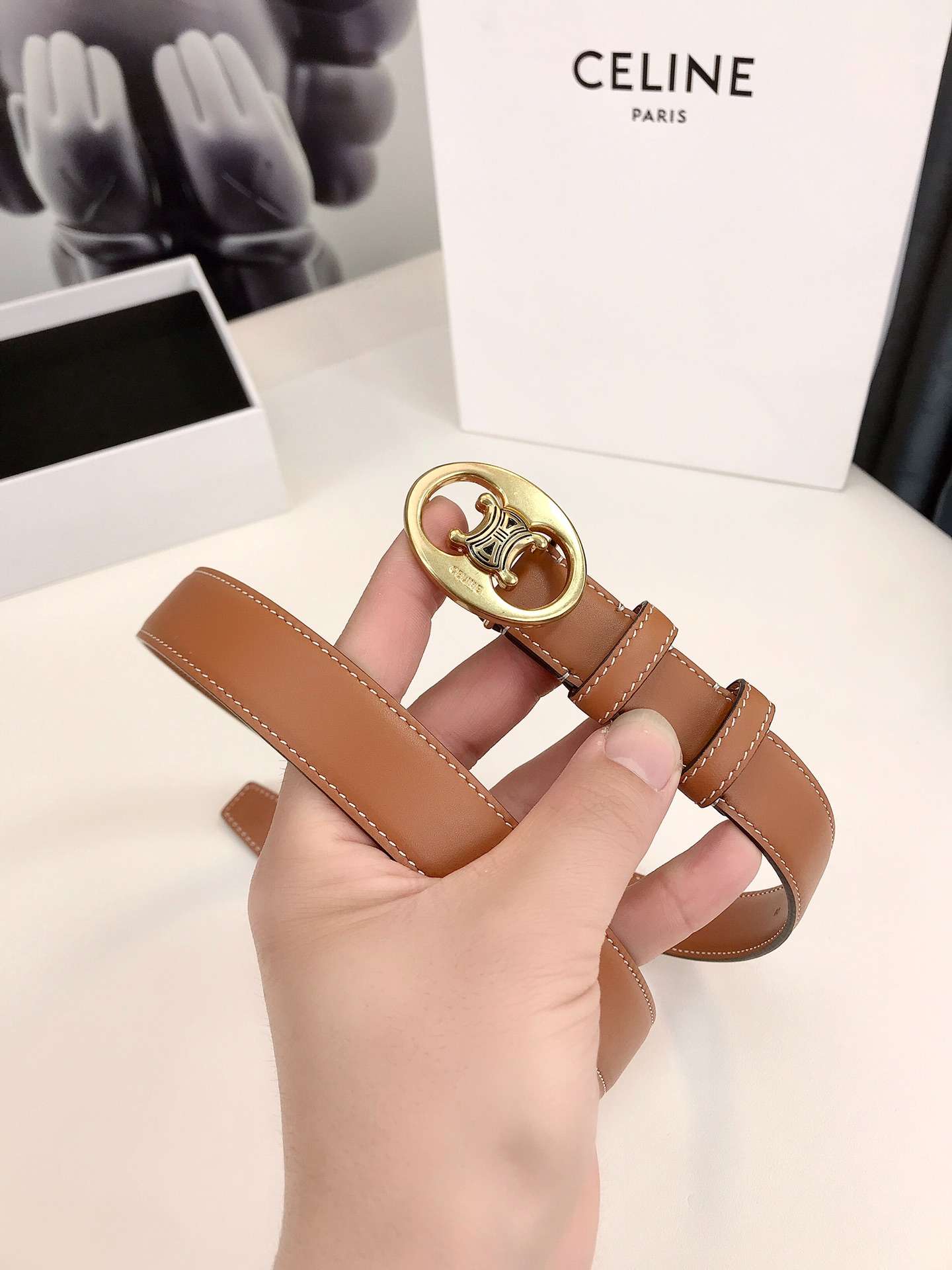 Ce1i*e Triomphe Belt Brown For Women
