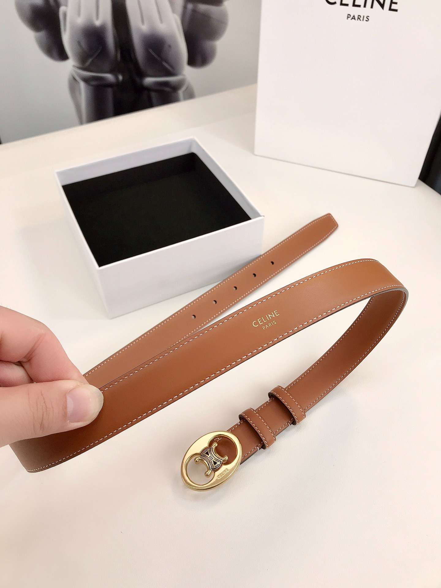 Ce1i*e Triomphe Belt Brown For Women