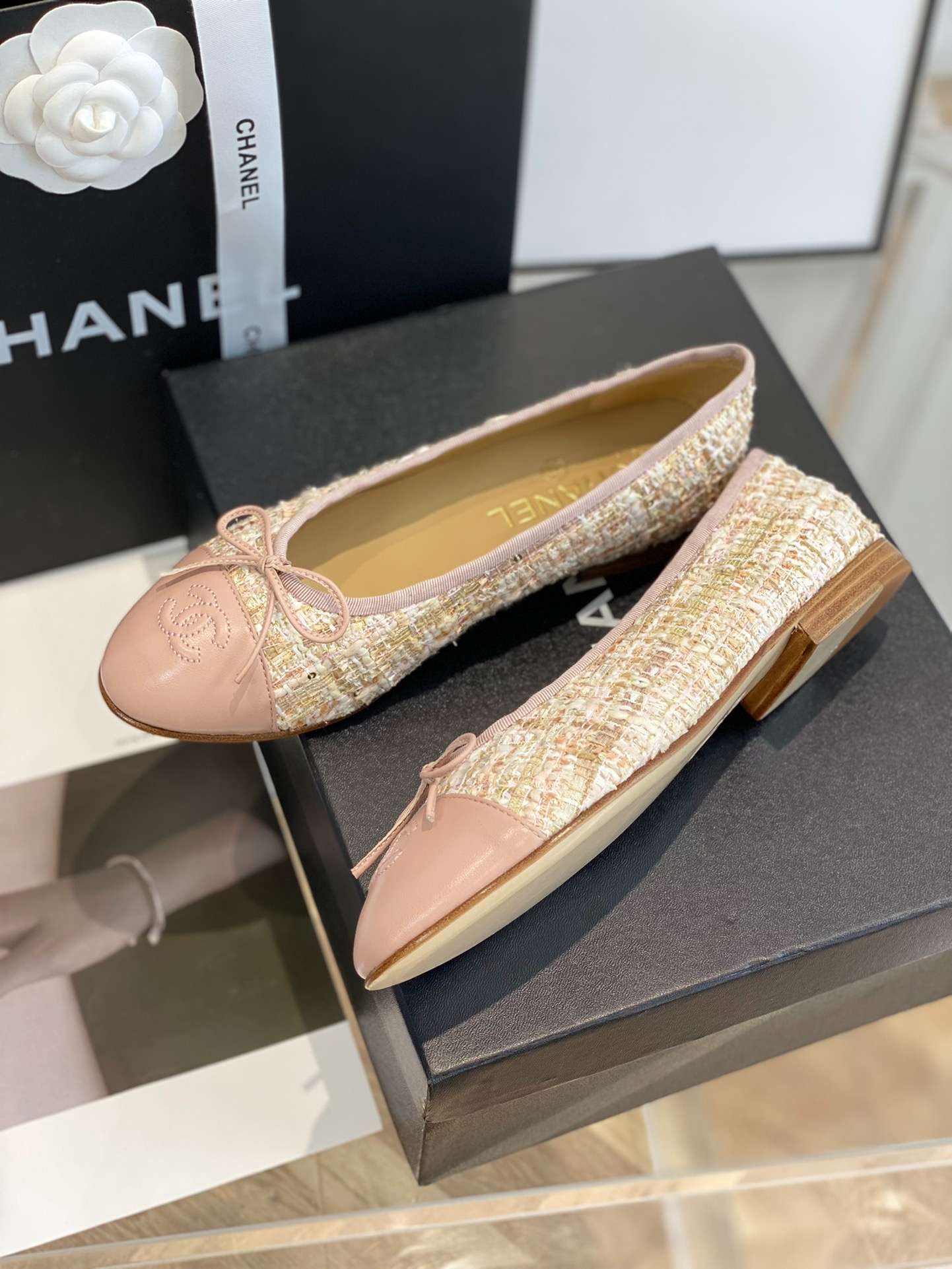 Ch**el Ballet Flats Beige For Women
