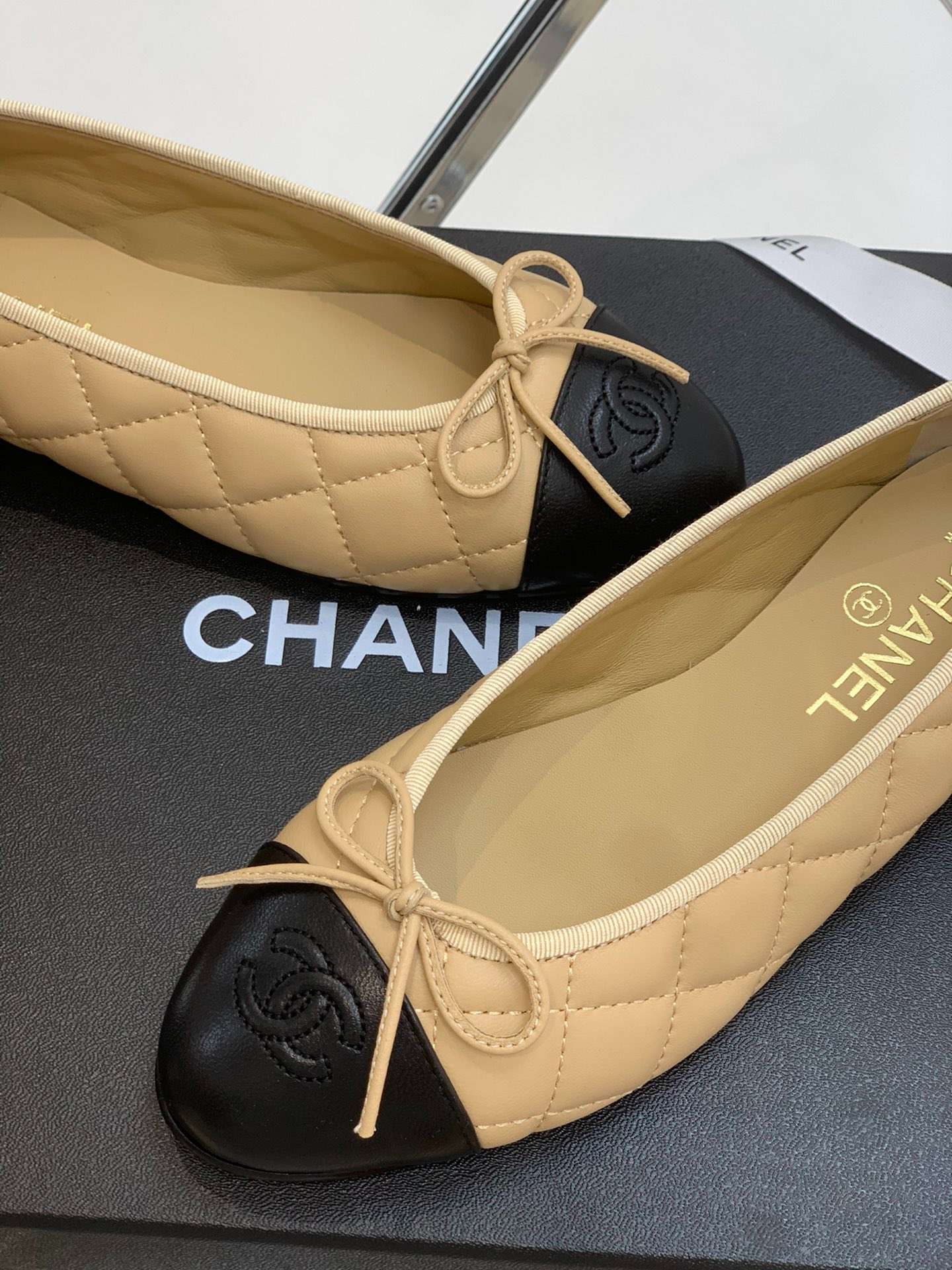 Ch**el Ballet Flats Beige For Women